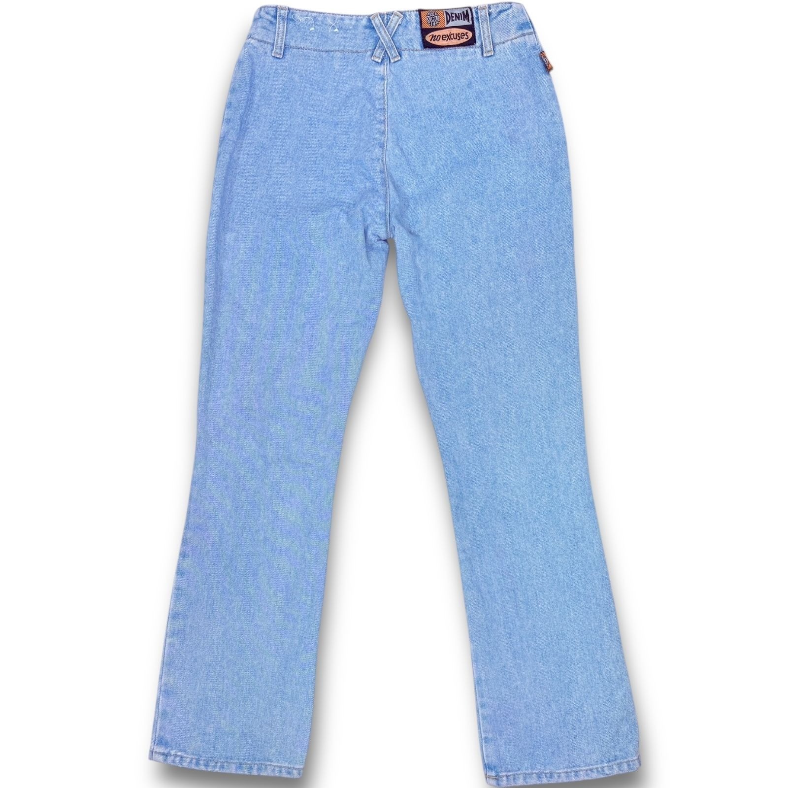 Vintage No Excuse Y2K Women’s Light Wash No Pocket O Ring Zipper Denim Jeans 30″