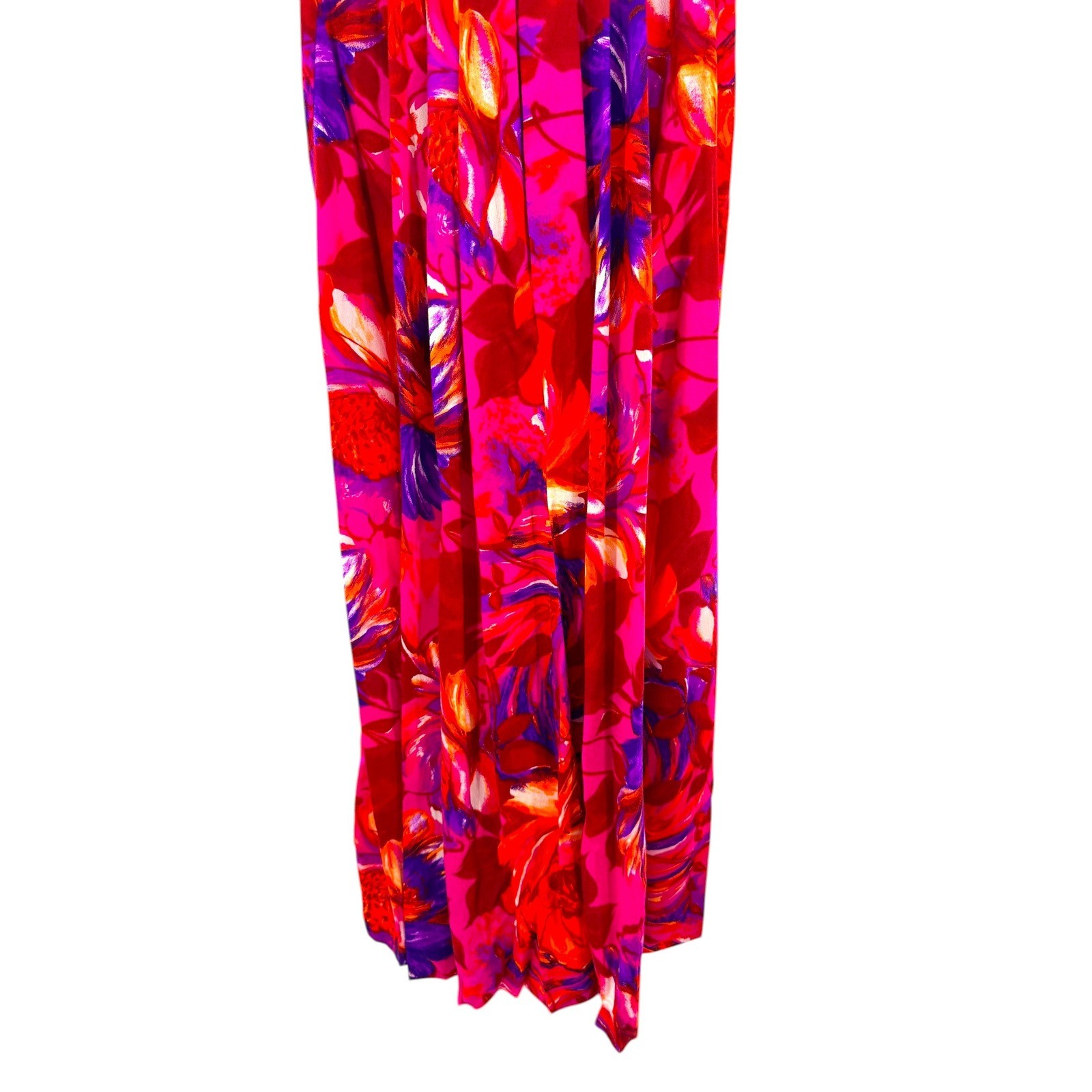 Vintage 60s Penneys Hawaii Floral Maxi Dress Bright Colorful Tropical Aloha Tiki