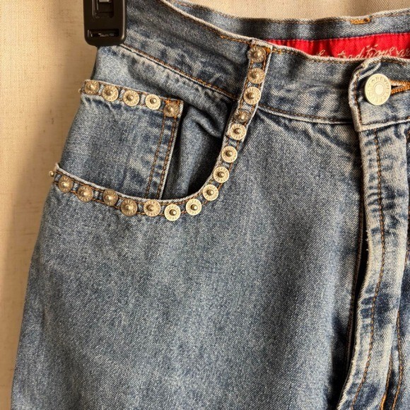 Y2K Grunge Denim revolt Jeans studded pockets straight/loose fit small 25″