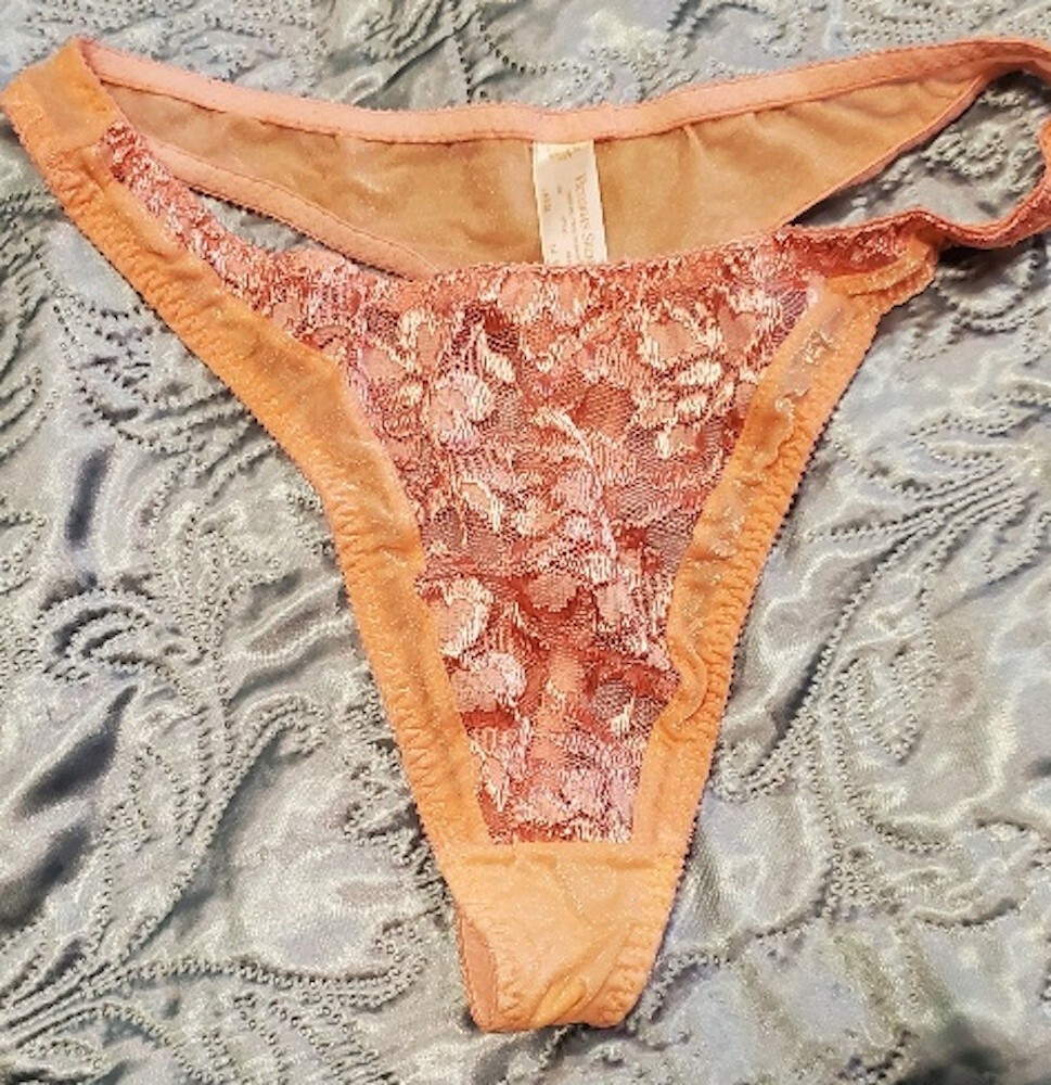 RARE Vintage Victoria’s Secret Thong Bikini Panties, Sheer Lace/Mesh, USA Made L