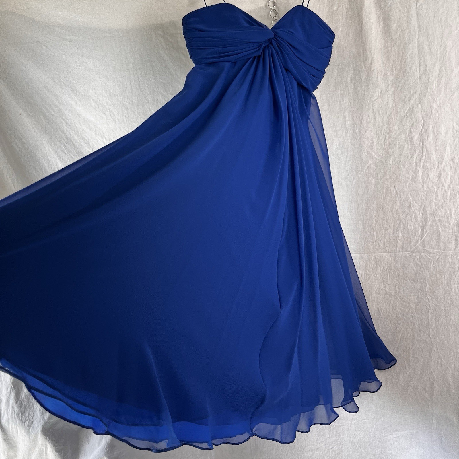 Vintage Dress Pamela Edwards Blue Size 8 Babydoll Layered Flowy Formal Midi Gown