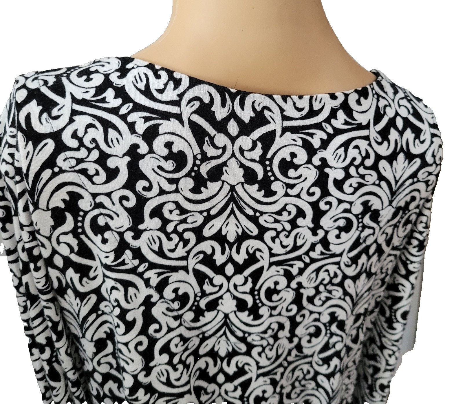 Anne Klein Dress Nightgown B/W chiffon trim Med Classic feminine Retro Flowy Y2k