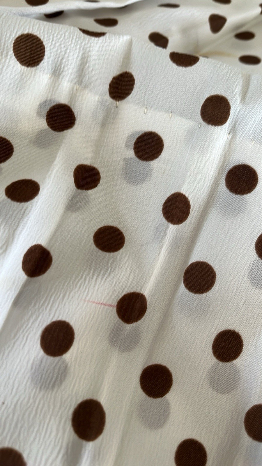 Vtg Alden’s Fashions MCM 70s Dress W/Pleated Skirt~Cream W/Brown Polka Dots~READ