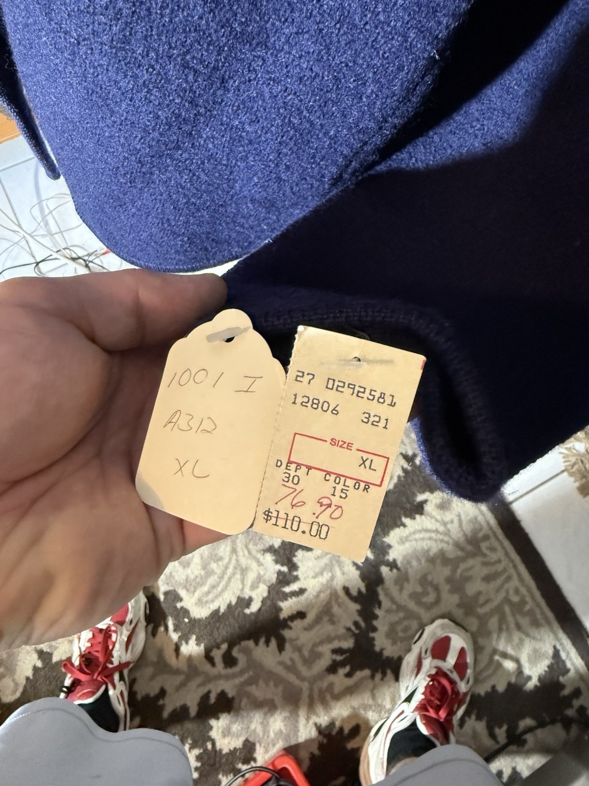 Carroll Reed XL 100% Wool Dark Blue Sweater (New Old Stock)