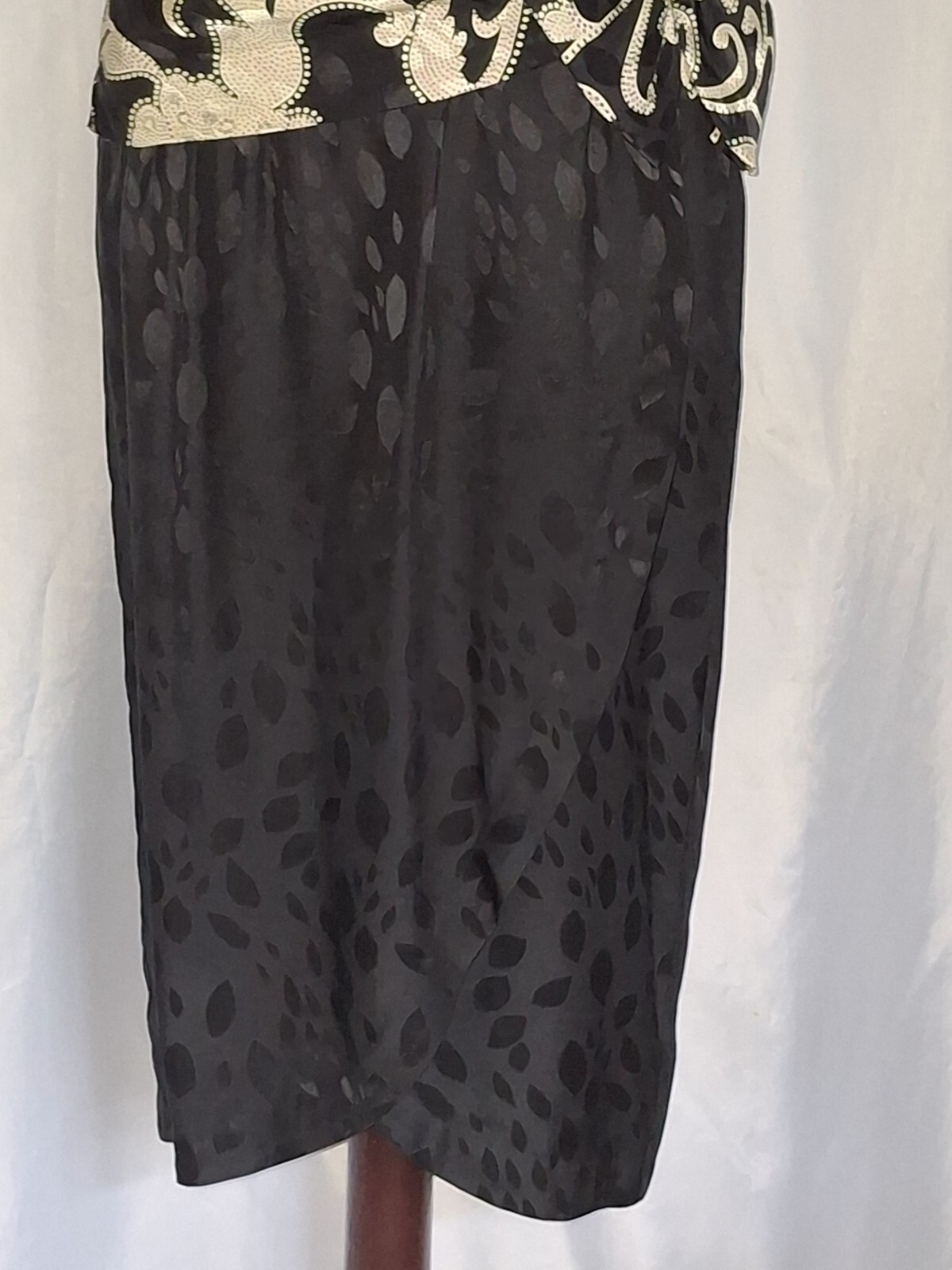 Vintage 80’s Silk Dress Tulip hem & Sleeves Big hip bow padded shoulders Sz 12