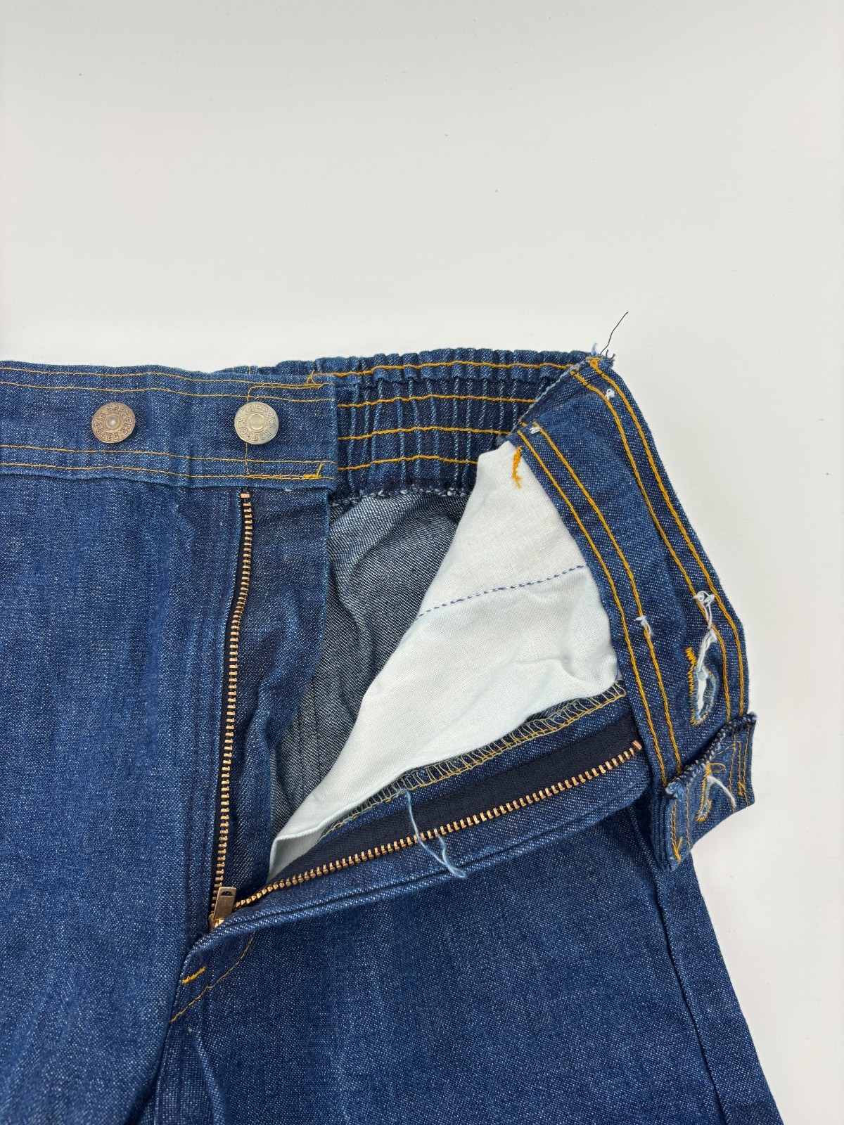 Rappers Bell Bottom Flared Jeans Womens Blue Denim High Rise USA 70s Vintage
