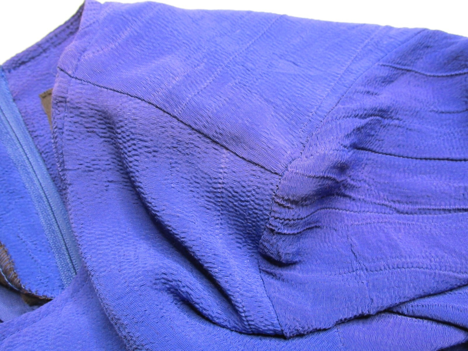 DAWN JOY Midi Career Dress Women SZ 7/8 Blue Peplum Brass Buttons VINTAGE 80’s