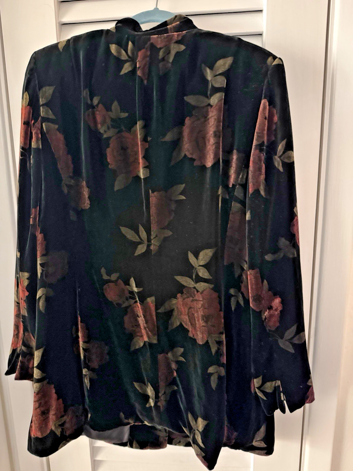 Kate Hill Velvet Tunic Jacket Floral Button Down 16W
