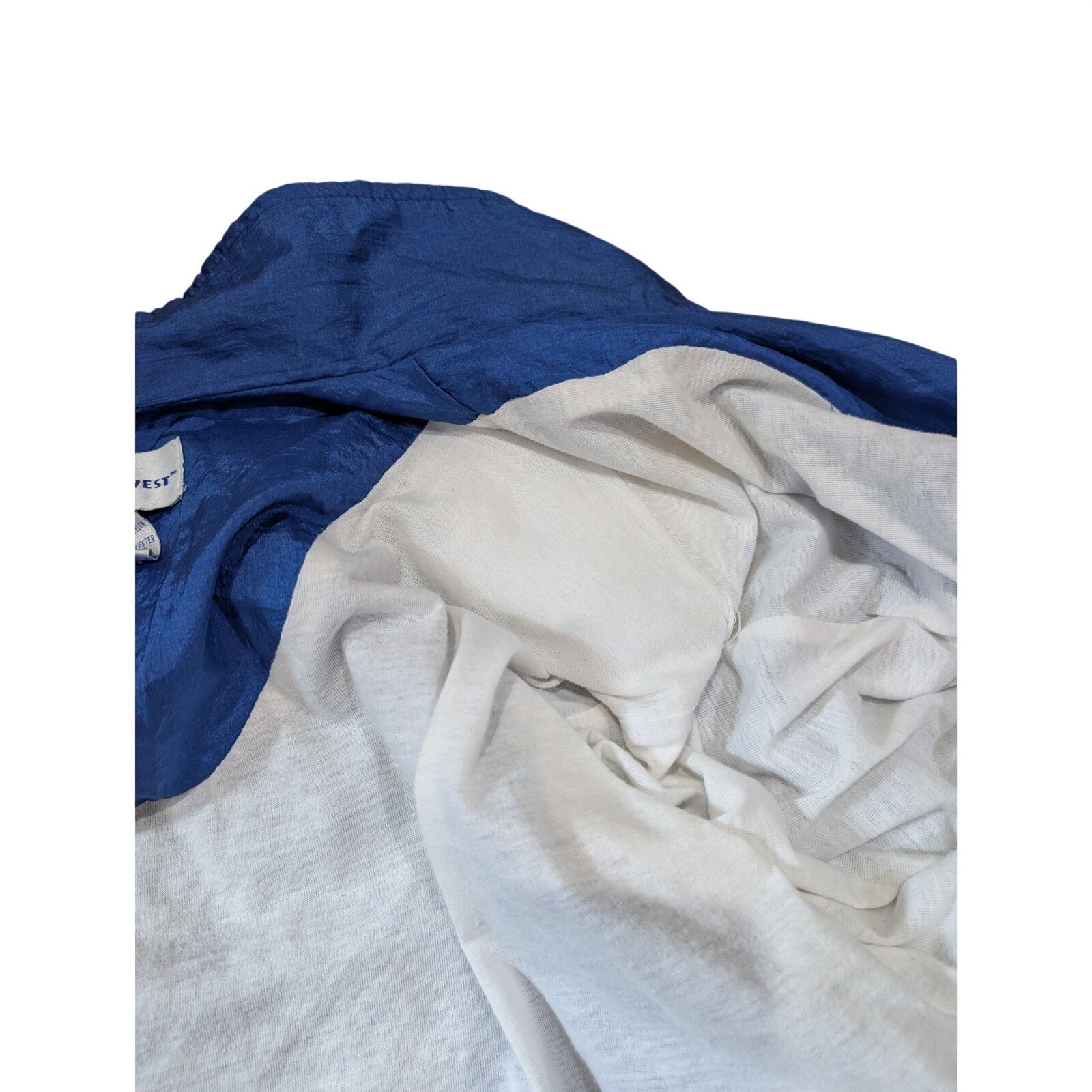 Vtg Retro Points West Blue Nylon Windbreaker Jacket Lined Full Zip Hong Kong M