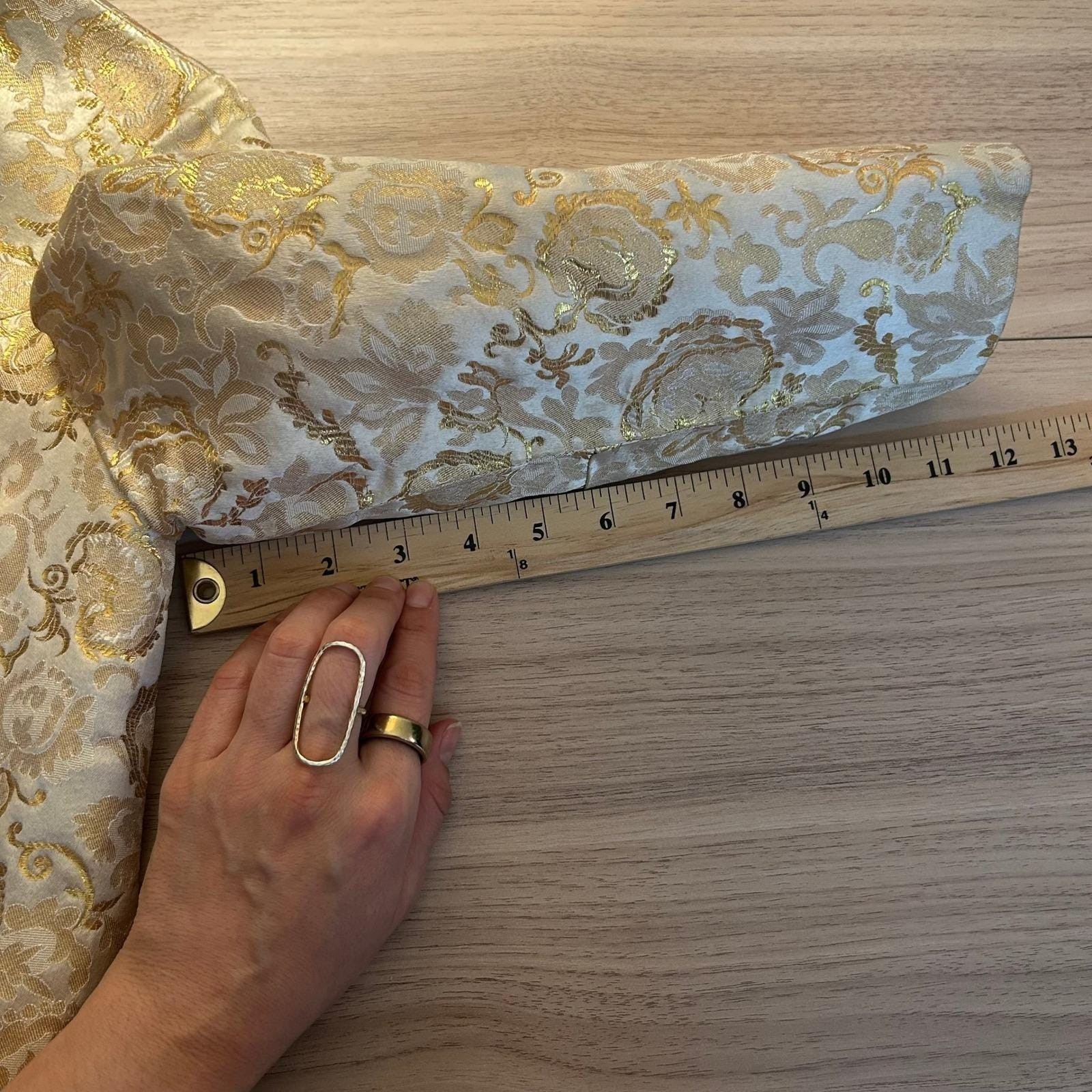 Vintage 60s Gold Floral Brocade Blazer Jacket Cream Medium Good