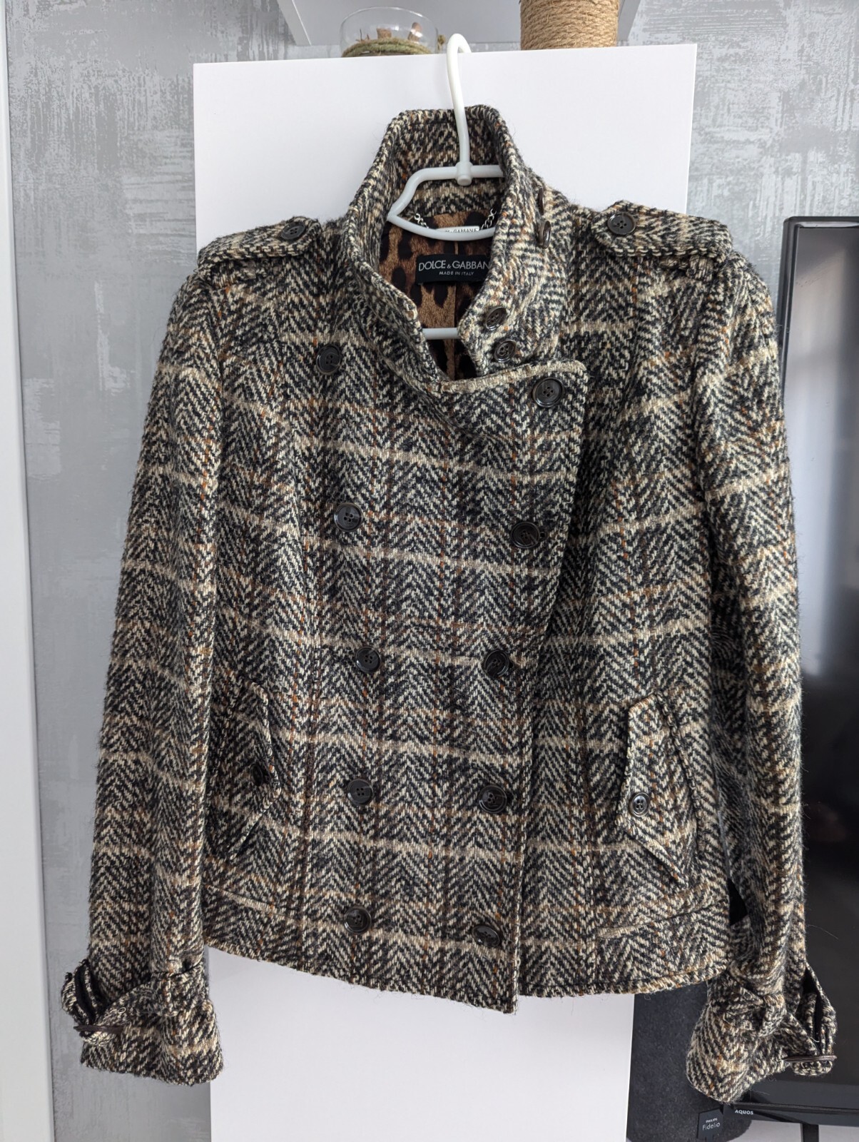 Dolce & Gabbana Wool Mohair Alpaca Short Coat Collar Double-Breasted Jacket 40 S