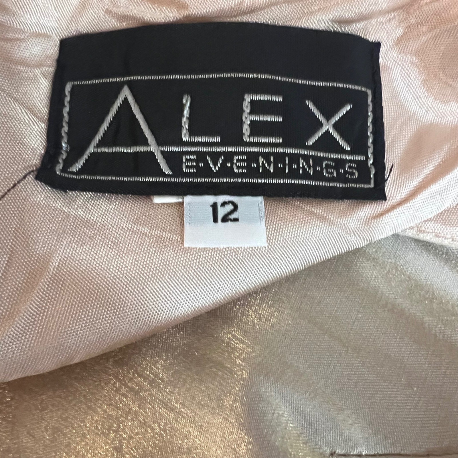 Vintage Alex Evenings Champagne Metallic Rayon Slip Maxi Dress 90s Formal 12