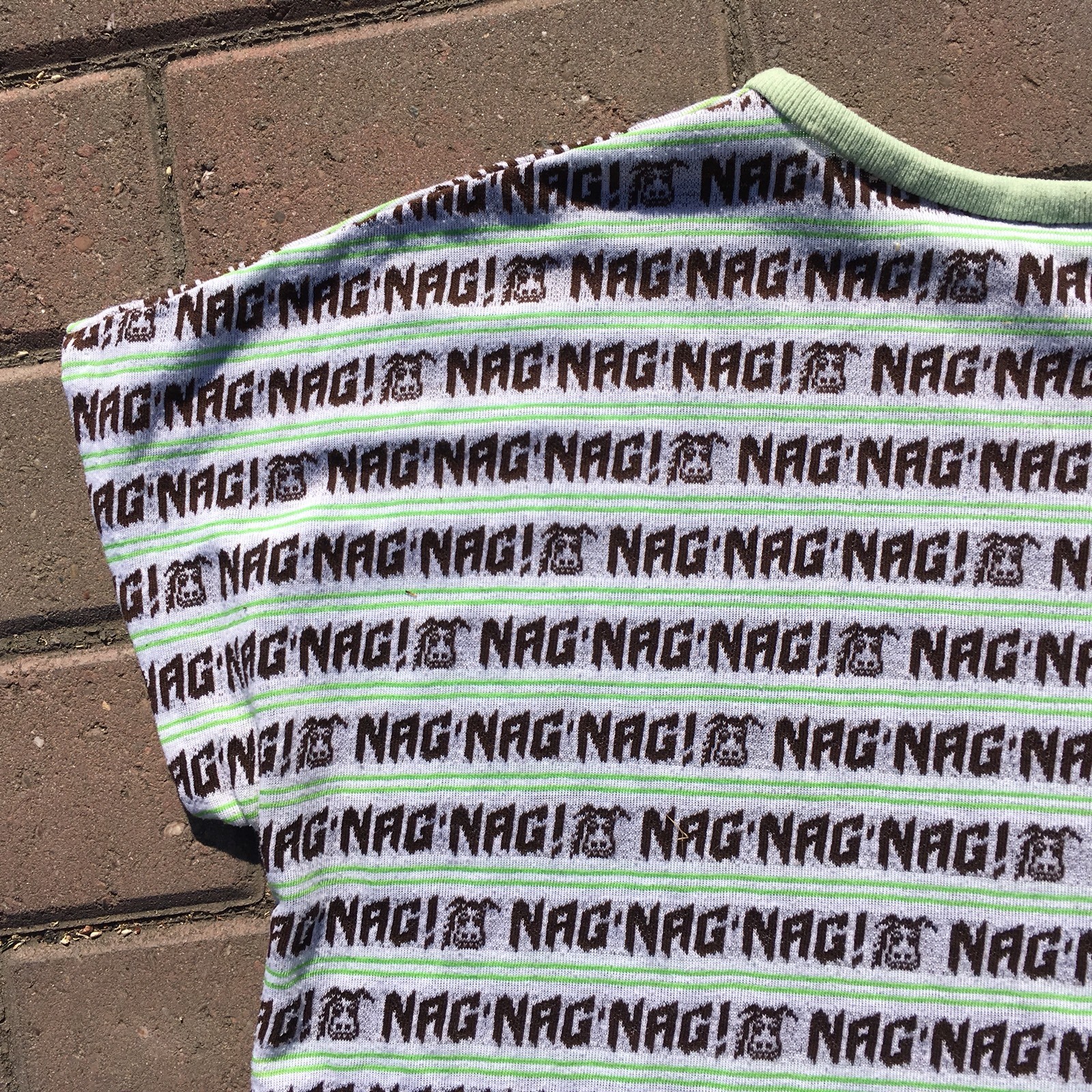 NAG NAG NAG T Shirt Top All Over Print Pattern Tee Striped Donkey Horse