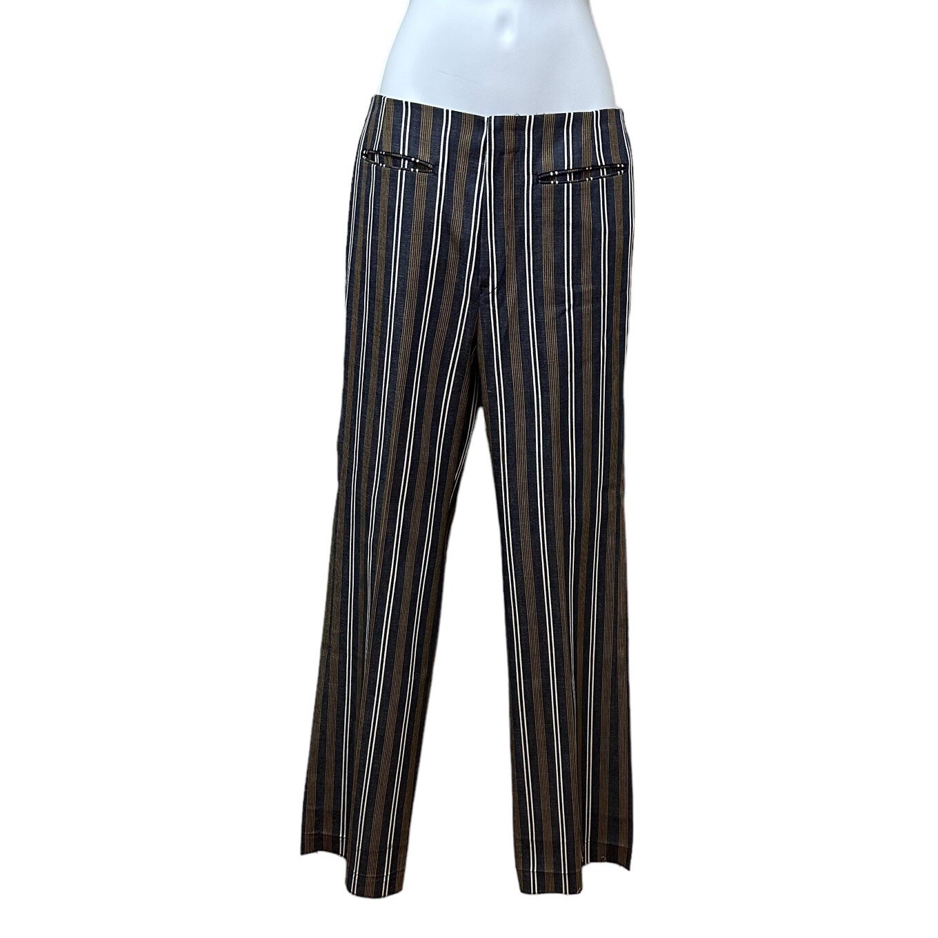Vtg Levi’s for Gals Sta-Prest Big E Striped Wide Leg Pants Jeans 28″ Waist NOS