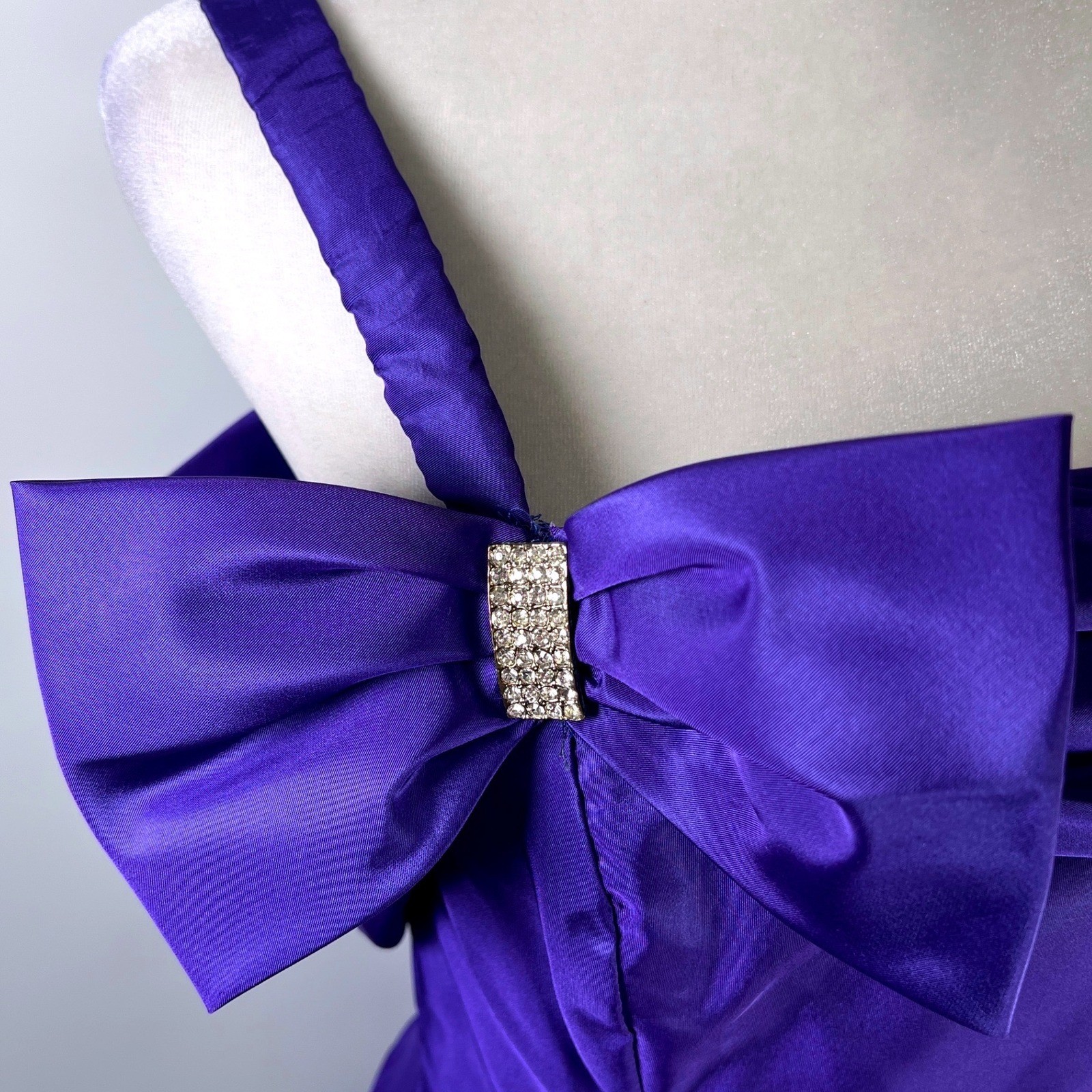 Jordan Fashions Vintage Purple Taffeta One Shoulder Bow Cocktail Prom Dress 5/6