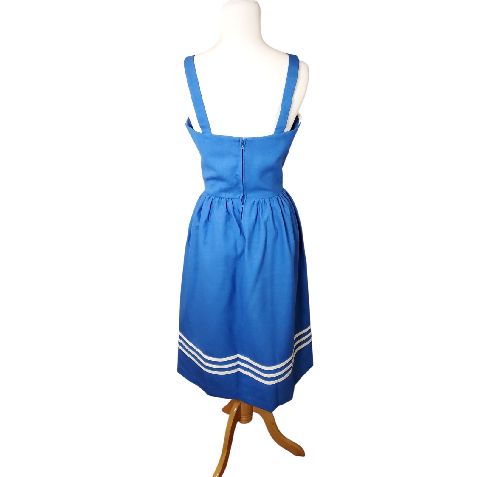 Vintage Vicky Vaughn Dress 70s Sailor Nautical Pinup Retro Fits an XS / S