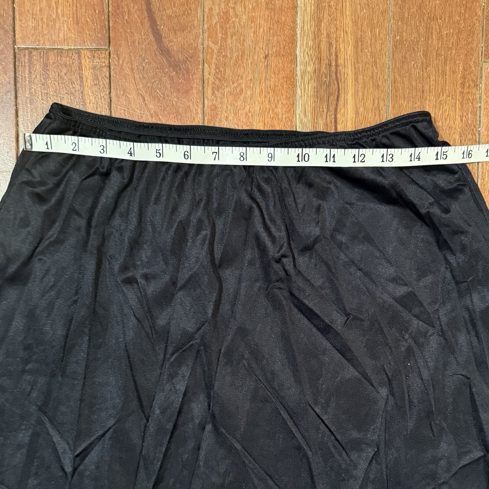 VTG 1970s 70s Greenco Maid USA Half Slip Flared Skirt Nylon Black Lace Sz L 7