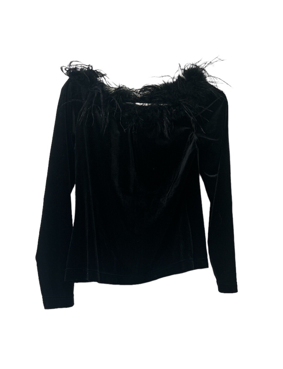 JACKIE JON NEW YORK Vintage Velvet BLACK LONG SLEEVE TOP Size M