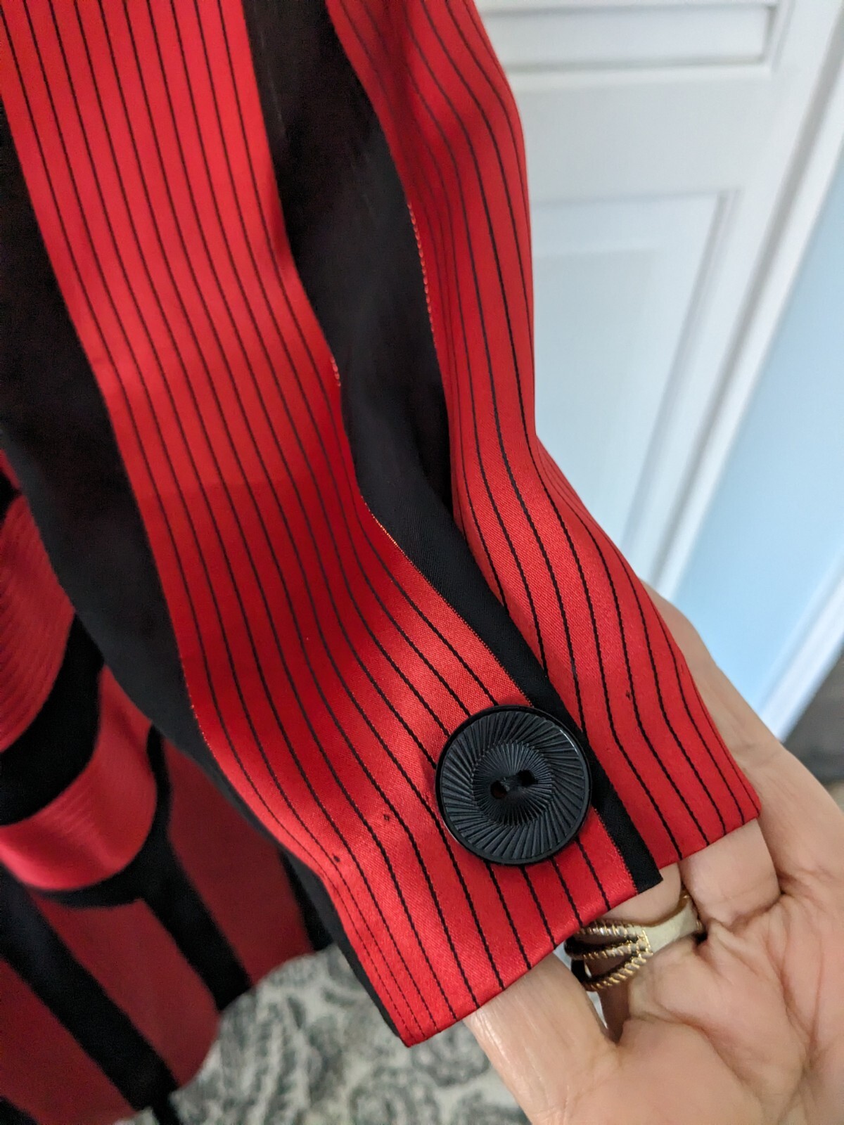 Lorac Original Dress Women’s L/XL Vtg 80s Red Black Stripe Drop Waist Nostalgic