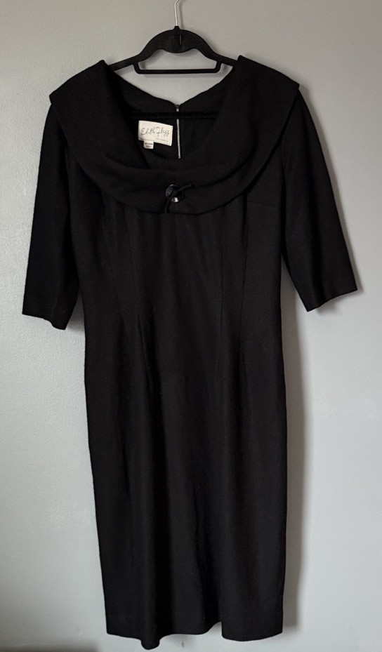 Edith Flagg Vintage Women’s 100% Wool Midi Pencil Old Money Dress Waist 32”