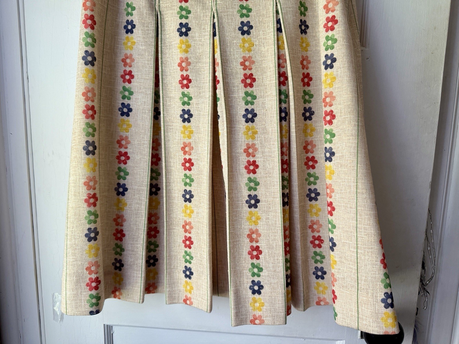 Vtg 70s Glen Of Michigan Pleated Flower Skirt Belt Small Cottagecore Boho Retro