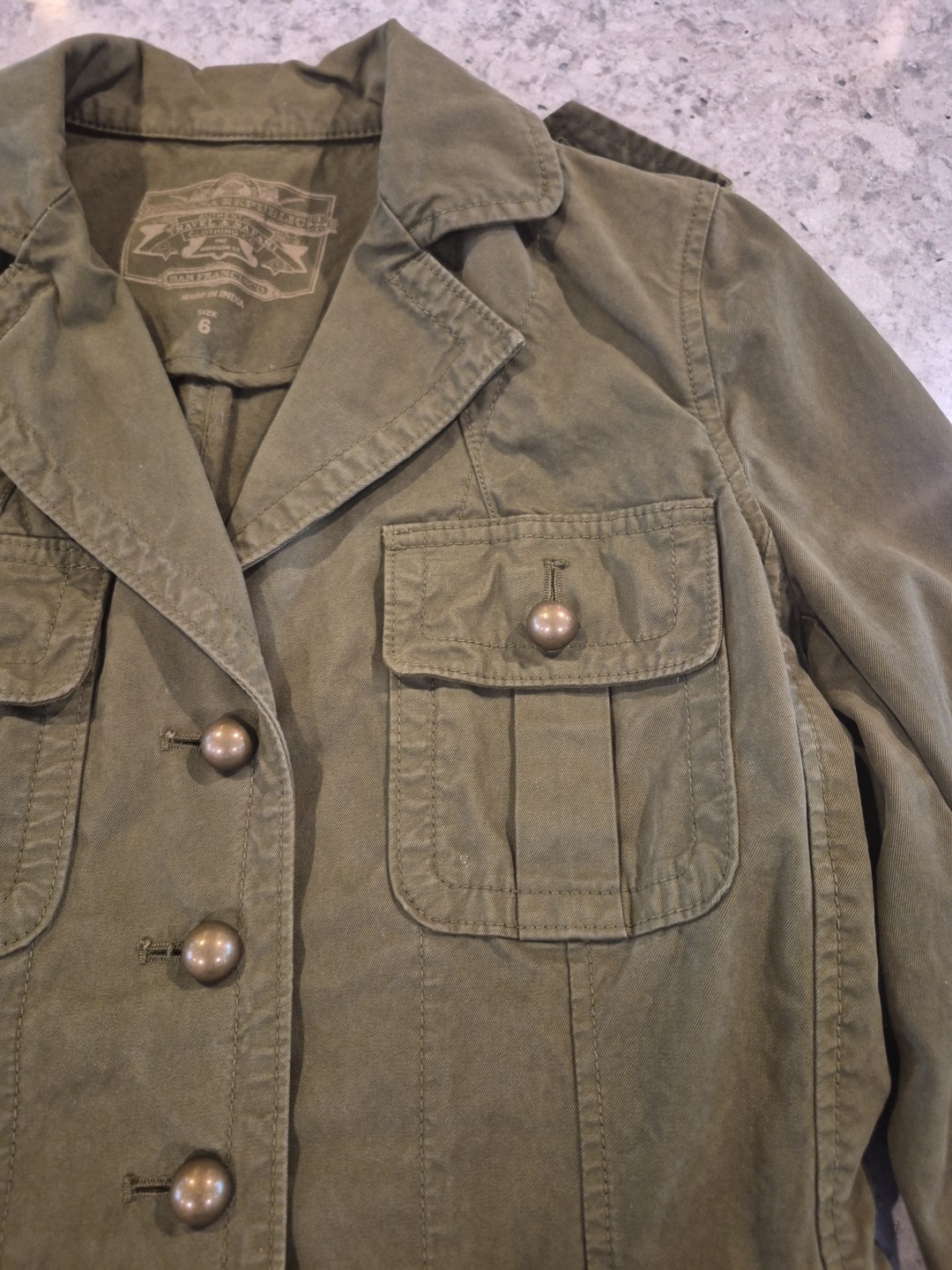 Vintage Banana Republic Military Safari Utility Jacket Army Green Women’s Size 6