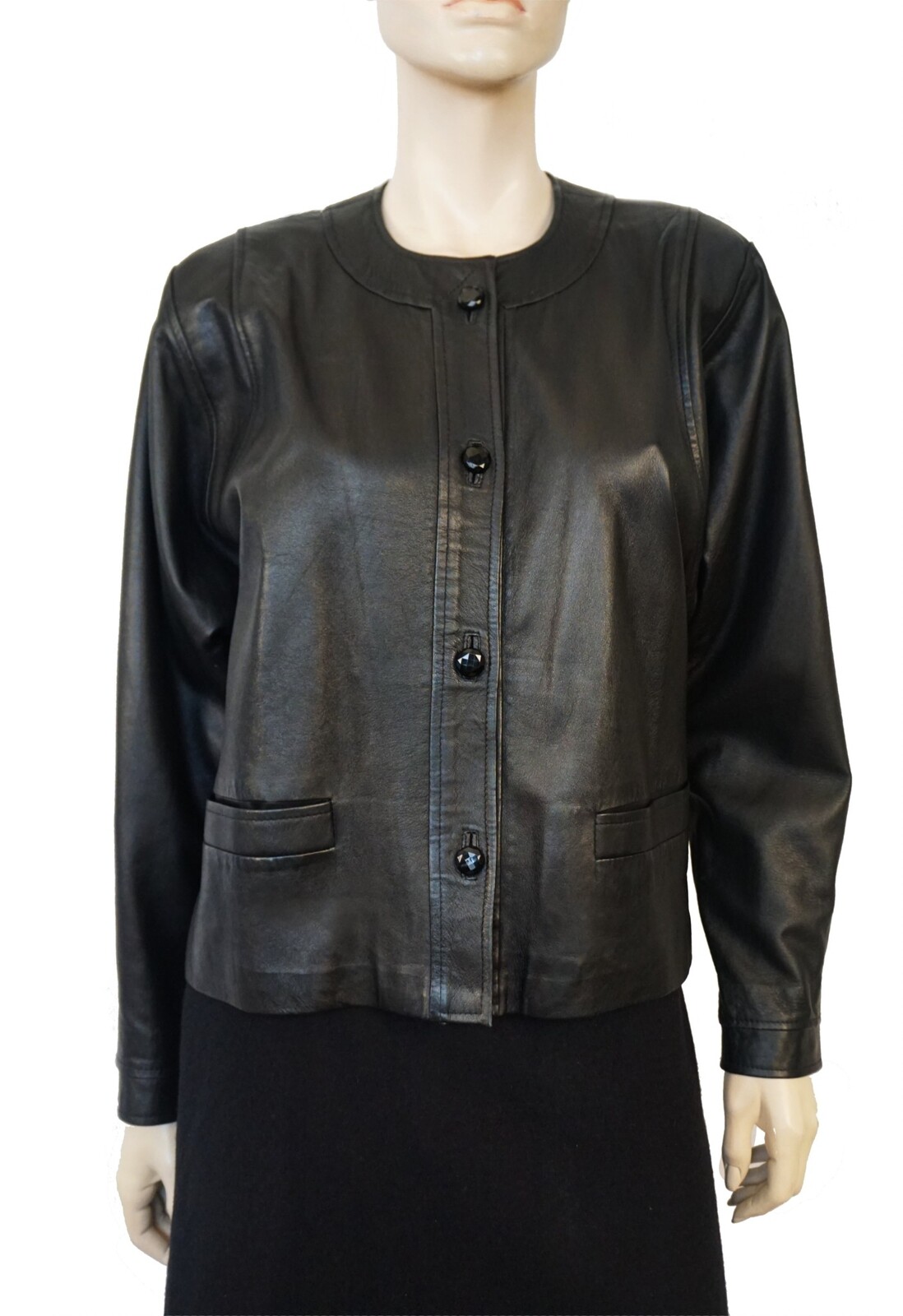 Vintage 80s PARRI’s Dolman Sleeve Black Leather Jacket 46 US 10