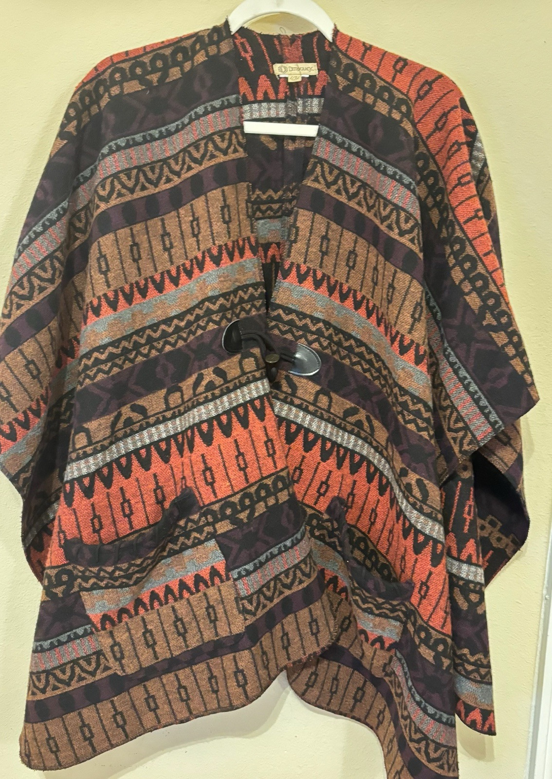 Democracy Poncho Soft and Comfortable WoolBlend Native Design Size L/XL