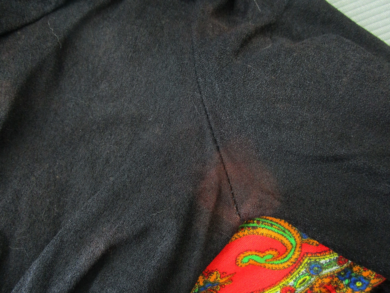 Vtg 70s Hippie Hostess Gown Psychedelic Lounge Paisley Print 2 Tone Maxi Dress