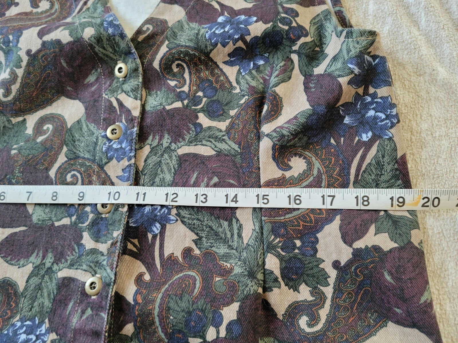Vintage Northcrest Women’s Button Fashion Vest Floral & Paisley Cotton Twill-M/L