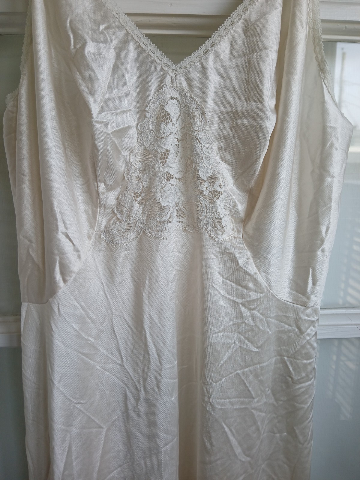 vtg sears champagne negligee slip 34 lace elegant timeless Lingerie