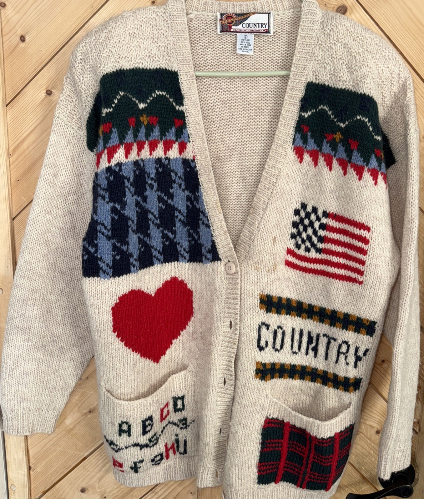 Vintage Melbourne country wool cardigan Americana ABC school Large