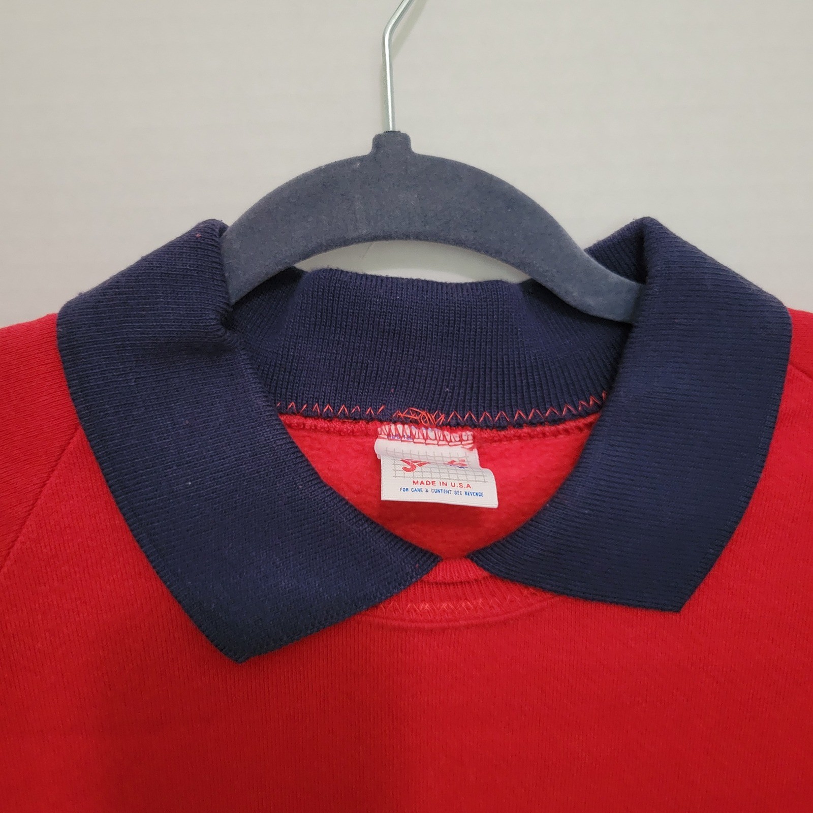 Vintage Jerzees Sweatshirt XL Red Americana Collared Made in USA Grandma
