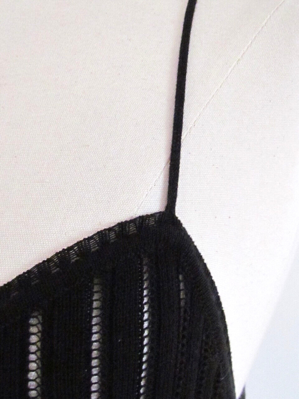 Chloé Black Crochet Top Knit Camisole Pom Pom L Italy Y2K Deadstock