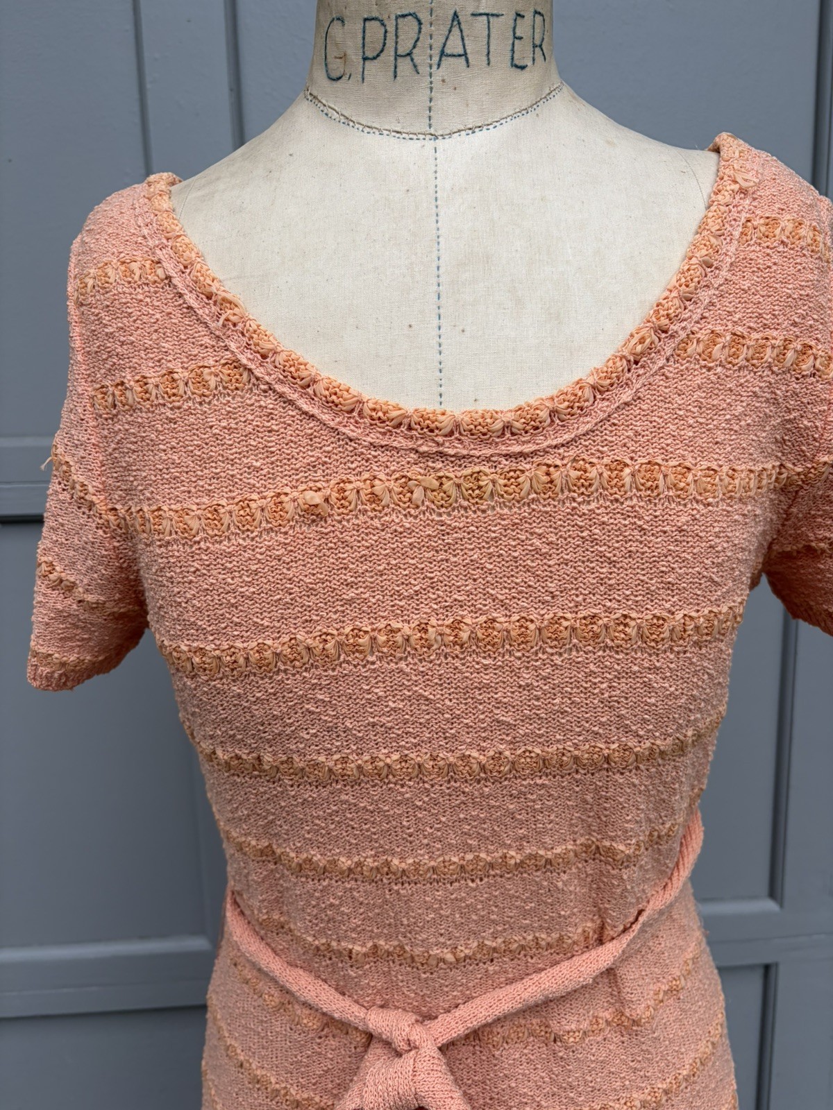 VINTAGE California Sportswear Snyderknit Dress – Womens Sz Medium Peach- 1940s