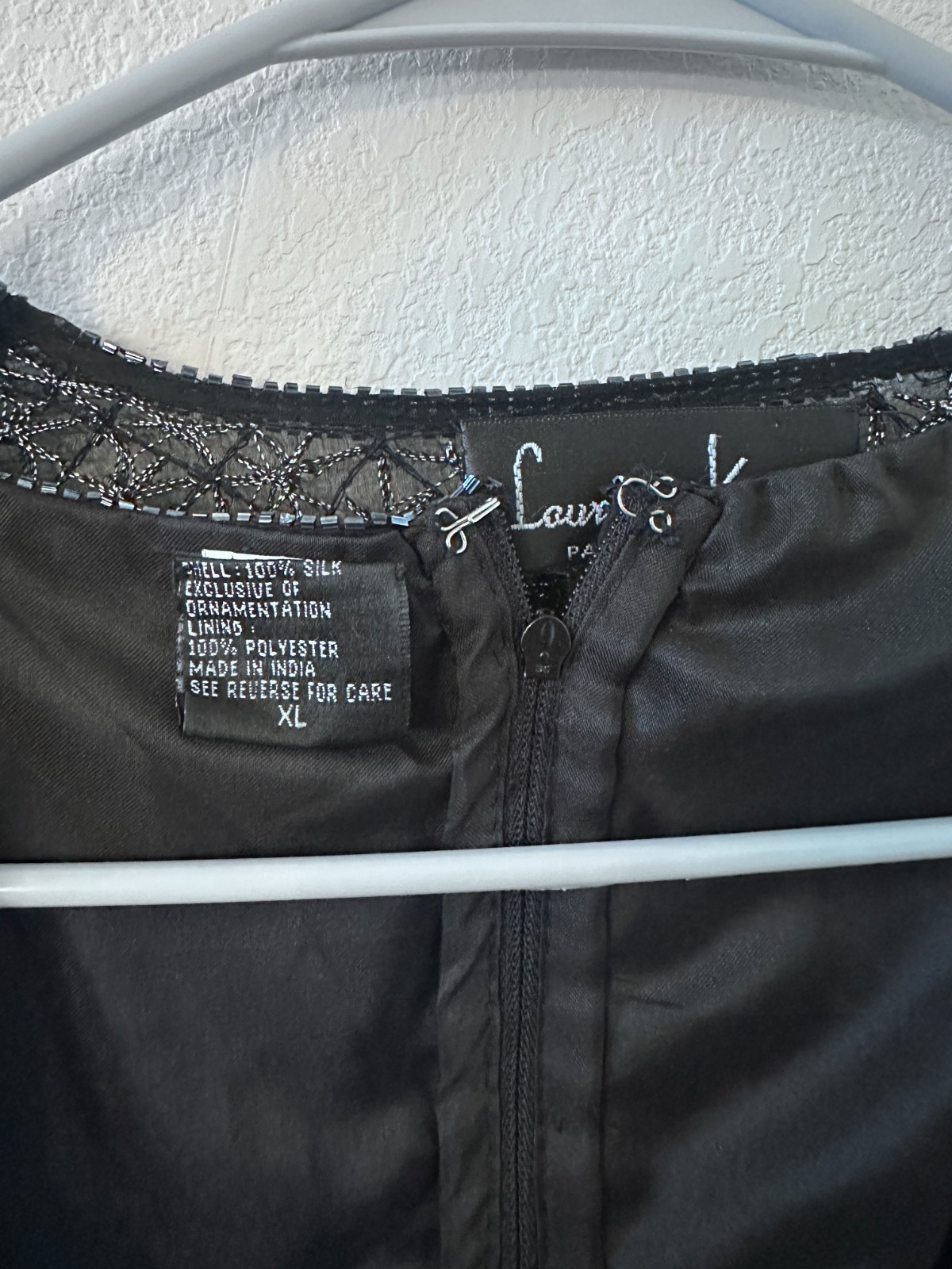 Vintage Laurence Kazar silk sequineed sheer black and silver top and jacket XL