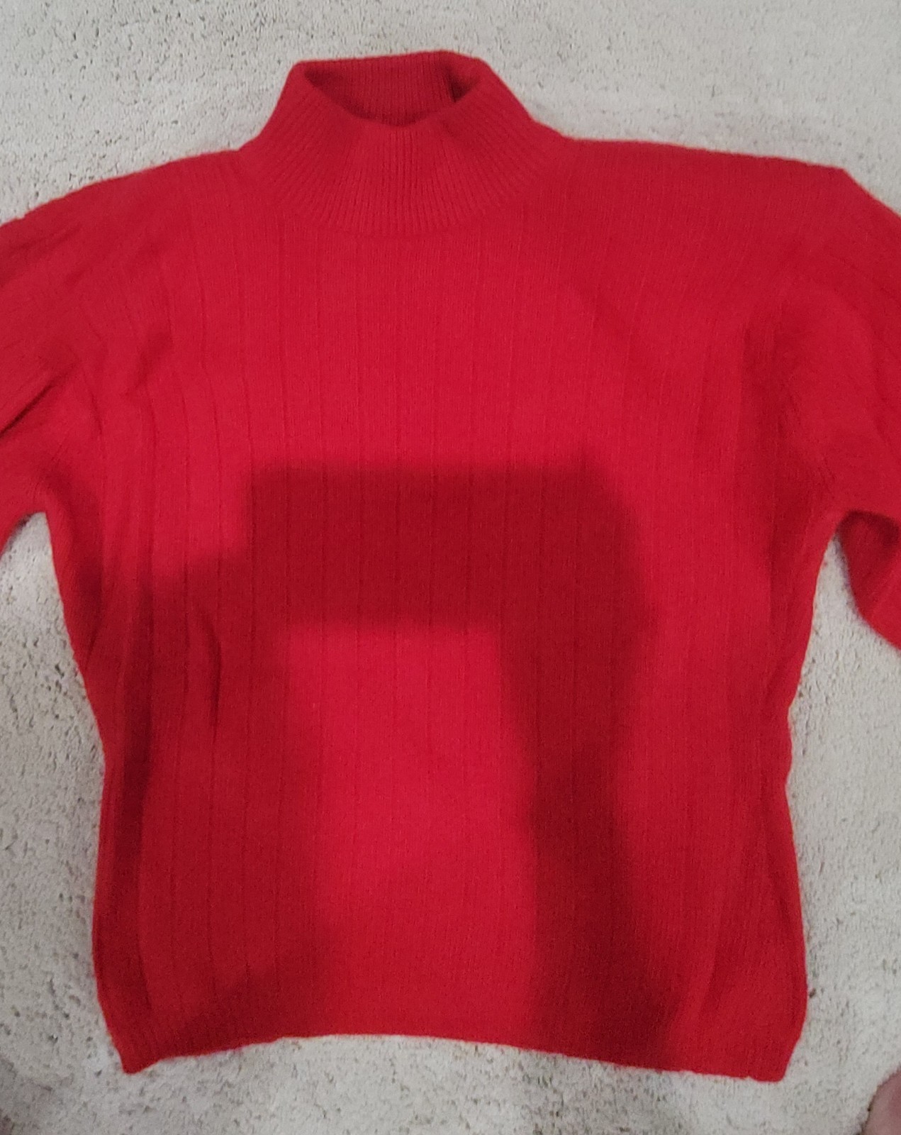 Retro 80s Red Ribbed Pullover Lambswool Vintag Sweater W/Shoulder Pads