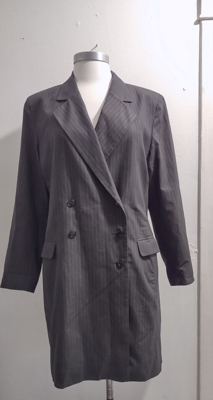 Vintage 90’s Black & gray pin striped blazer dress Agnes B sz 1 S