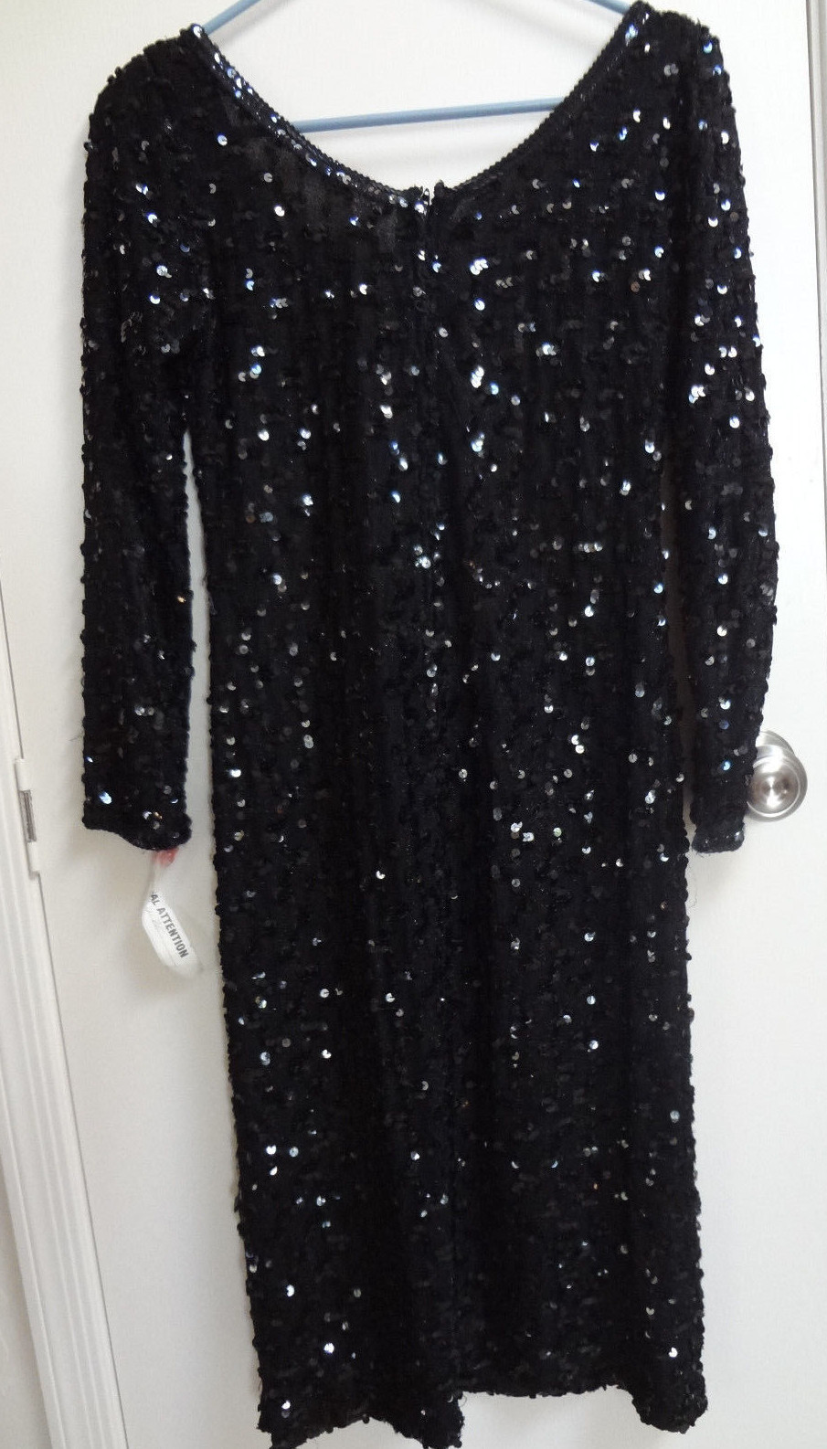 Lee Jordan New York Vintage Dress Black Pin up Sequin M L evening cocktail