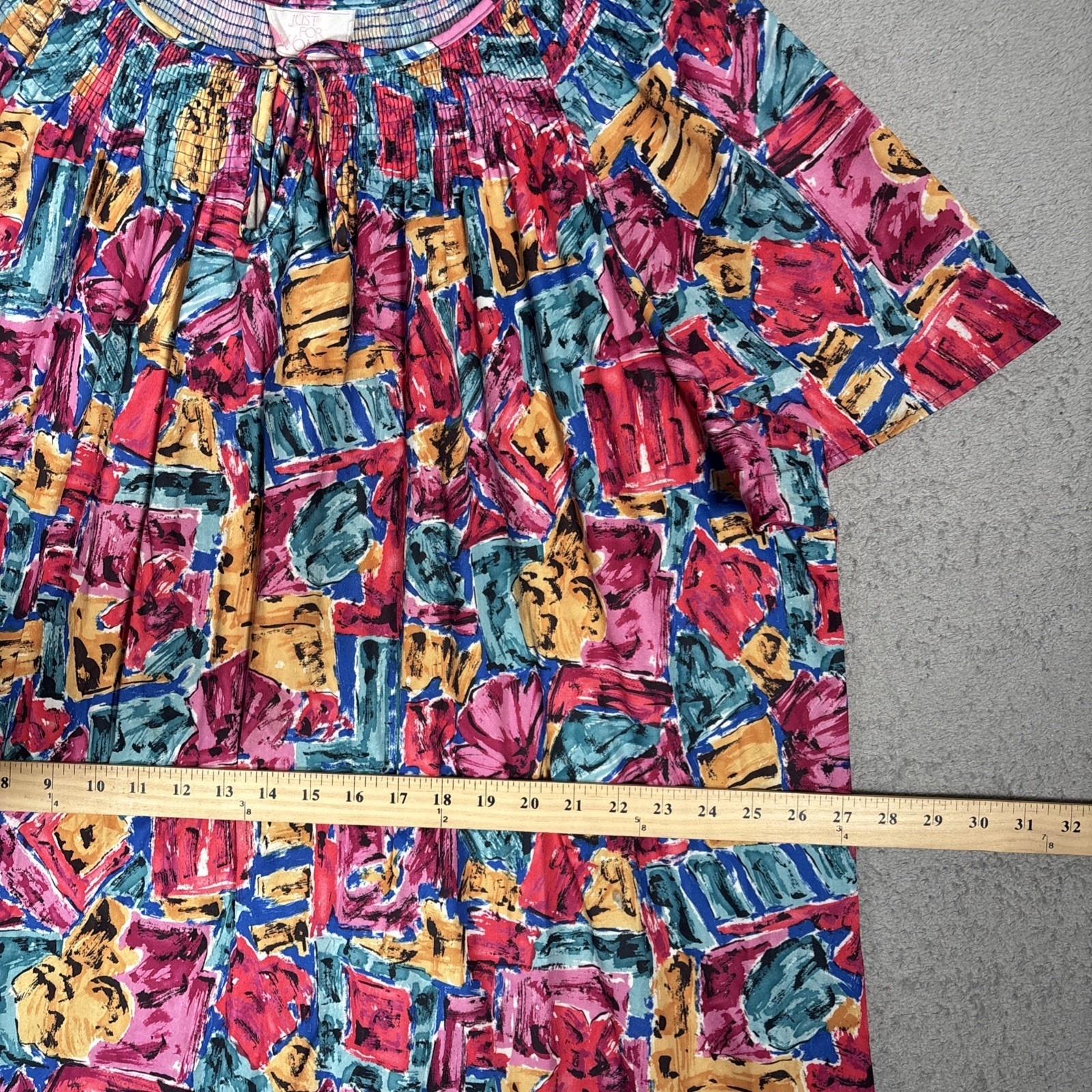 Just For Women Vintage 3X Muu Muu House Dress Pink Blue Abstract Floral USA