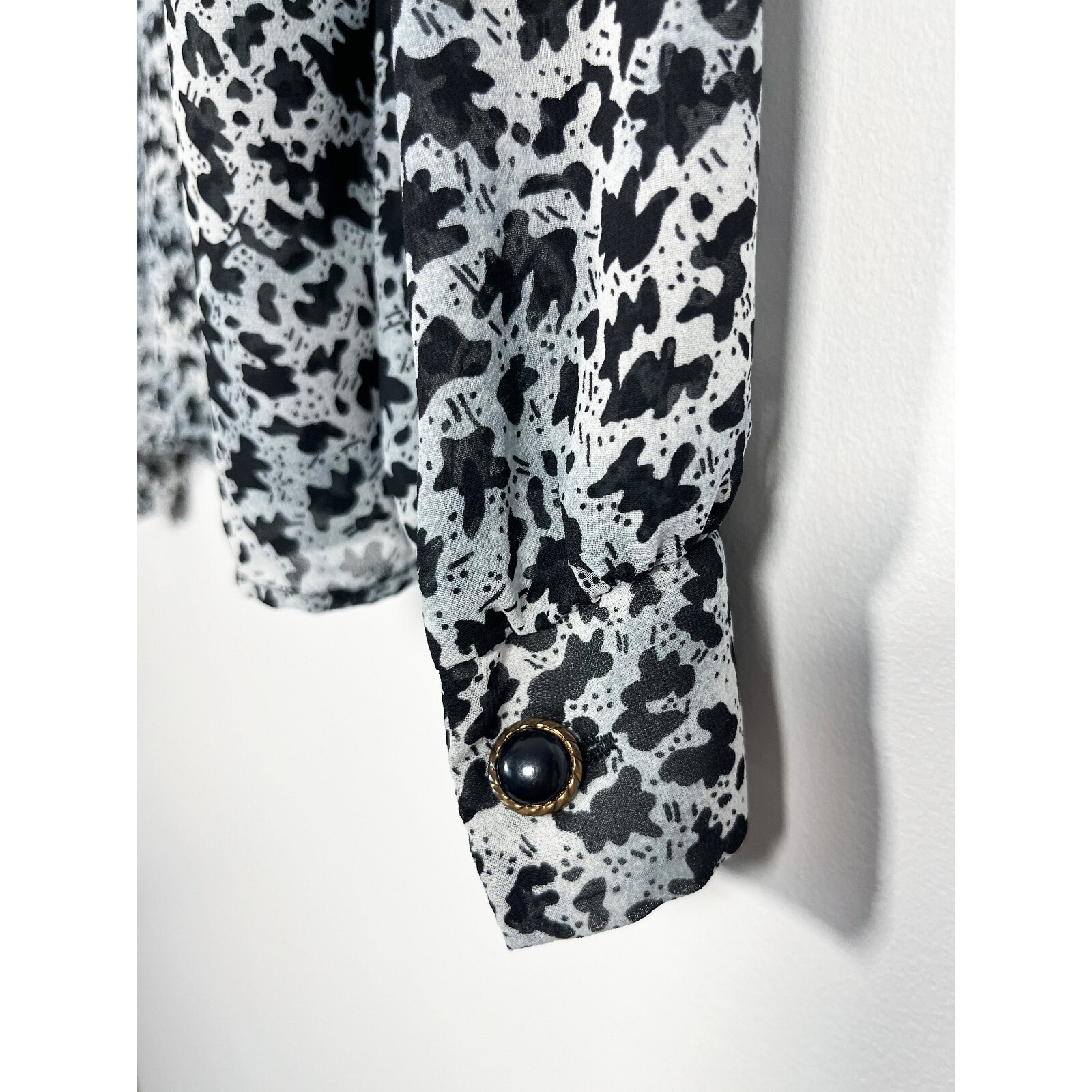 Vintage D’Allaird’s Splatter Print Sheer Blouse
