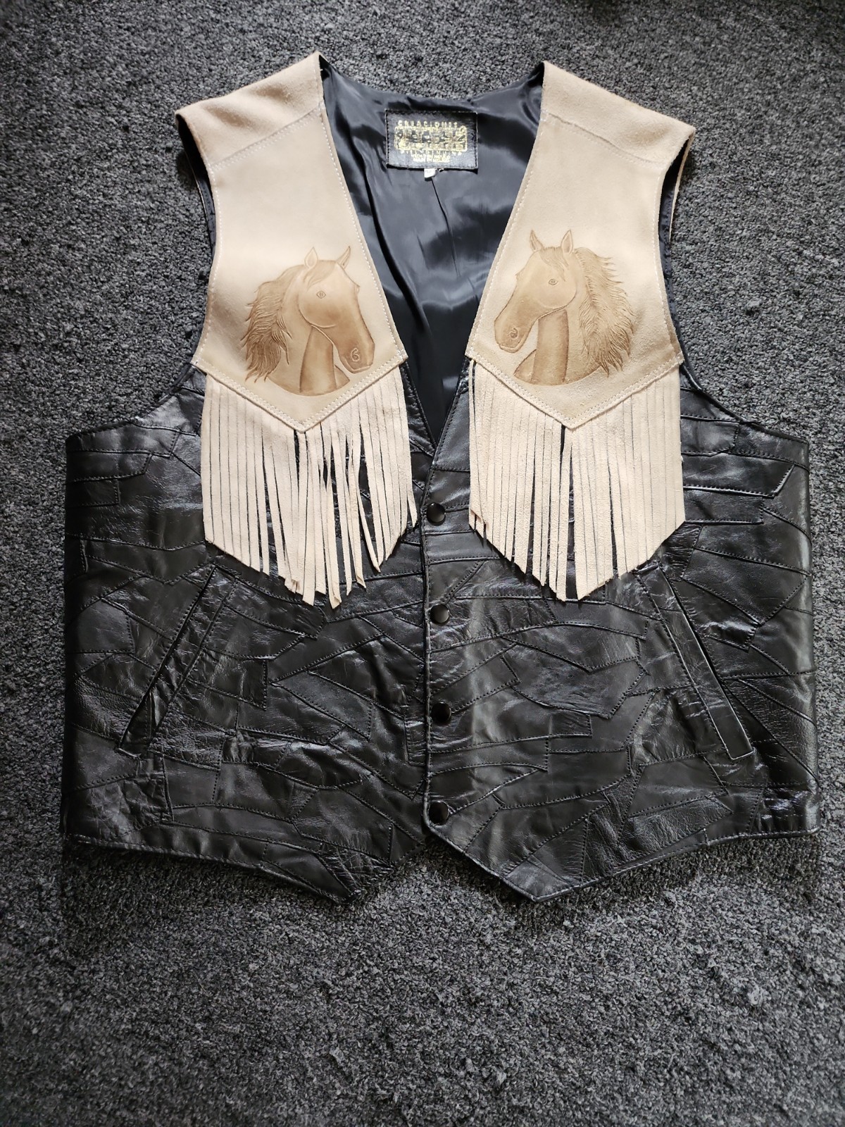 VINTAGE💥CREACIONES Alex PIEL Mexican Leather Horse Vest Leather Hand Tooled 46