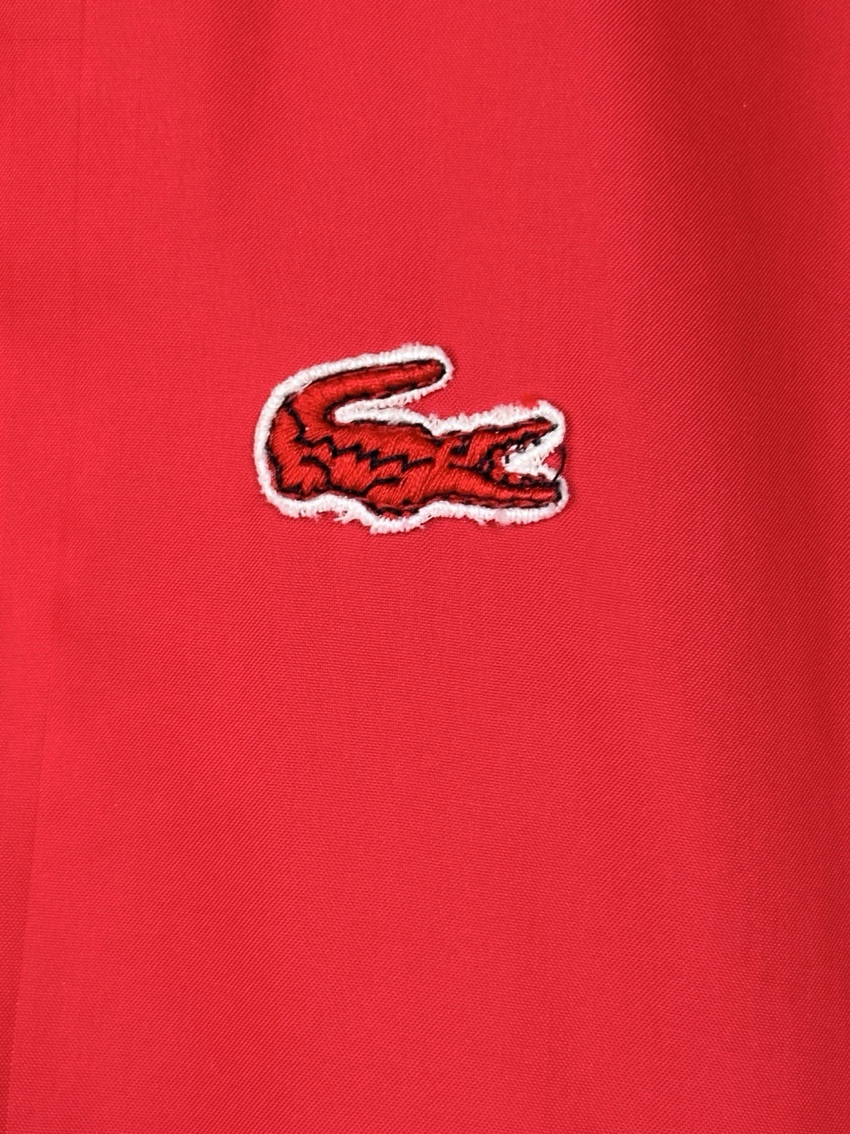 Lacoste IZOD for Her Red Windbreaker Nylon Jacket Full Zip Croc Logo Size Large