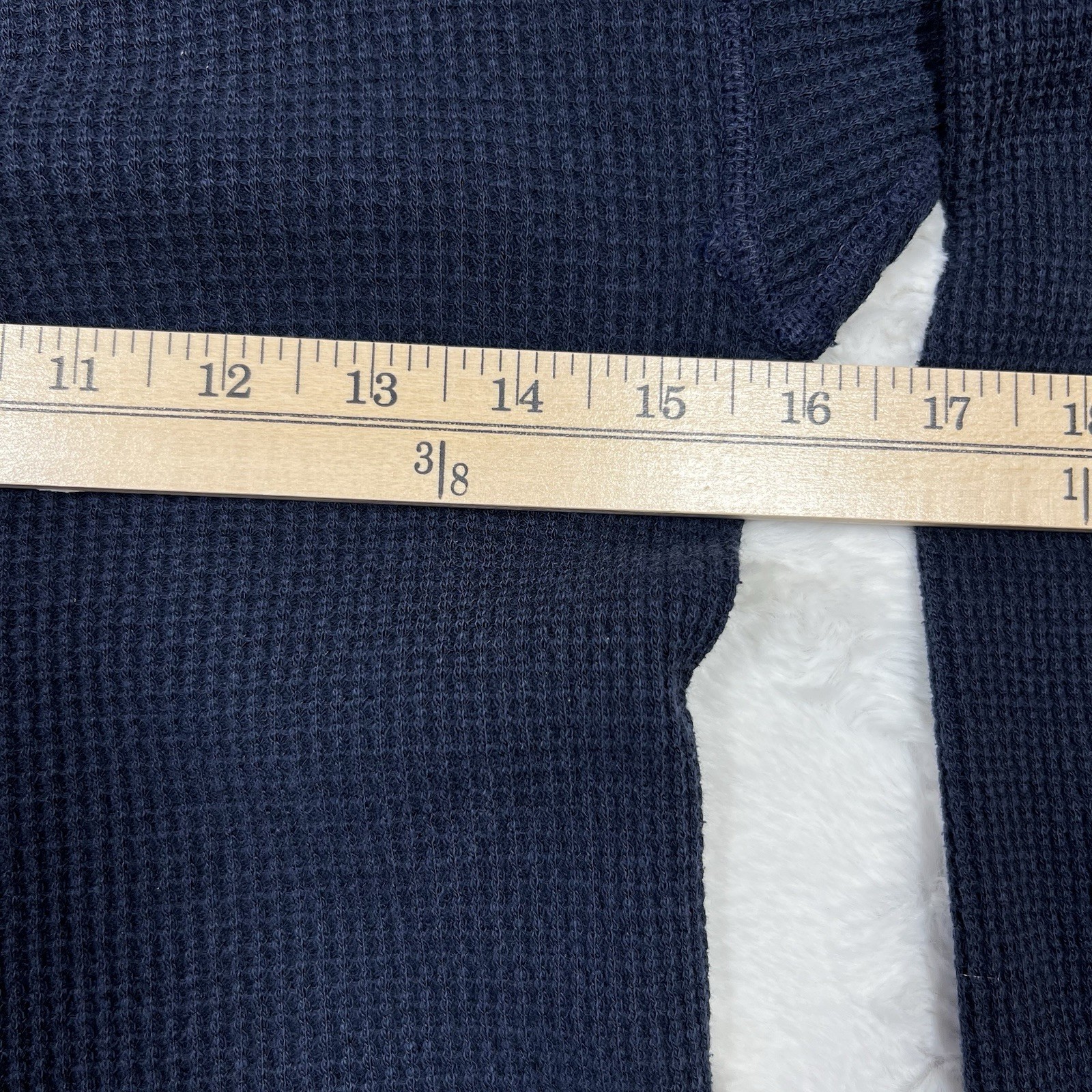 Vintage 70s 80s Gap Waffle Knit Thermal Long Sleeve Shirt L Navy Blue USA Made