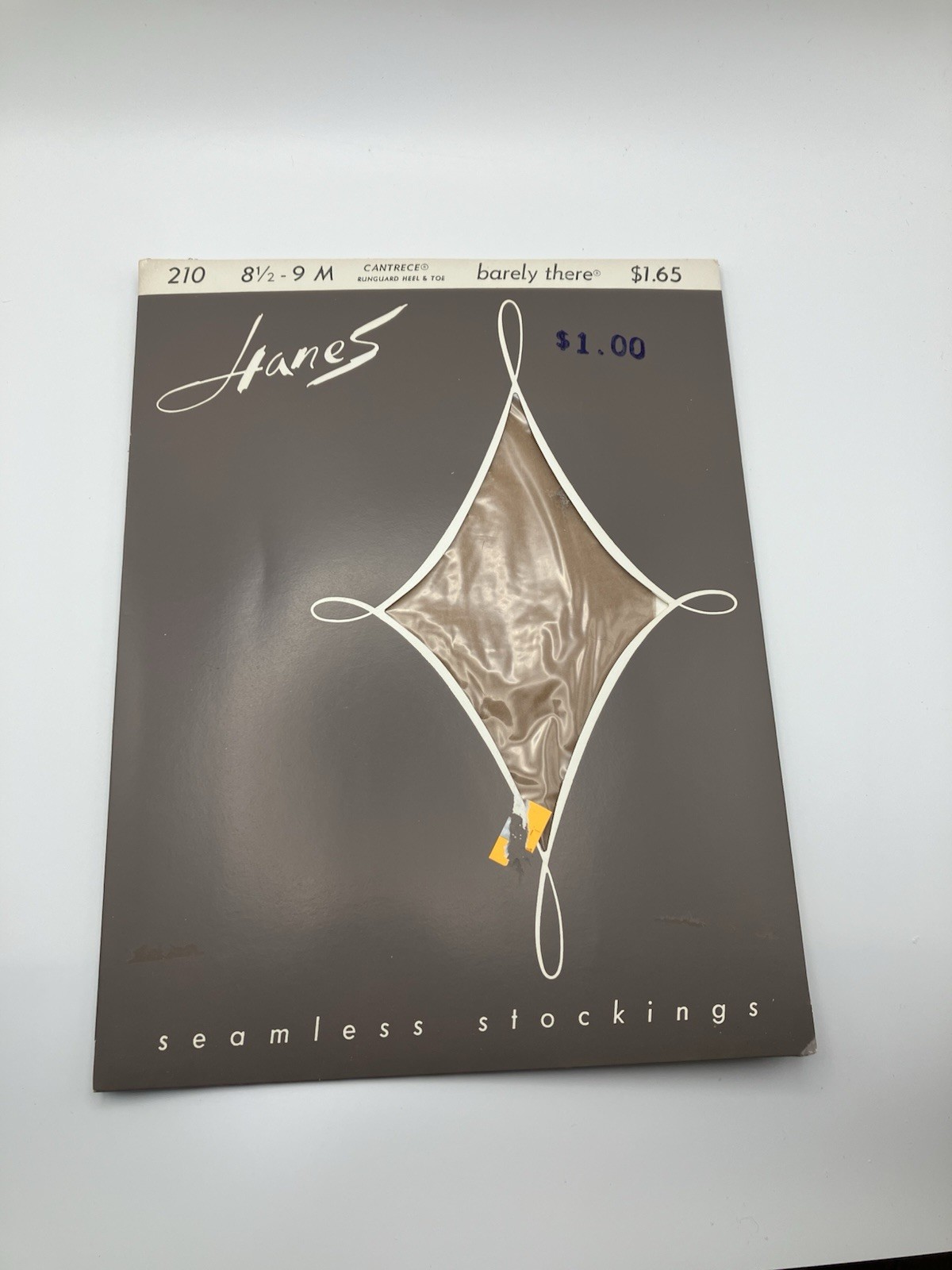 Vtg Hanes 215 8.5-9.5M Barely There Seamless Nylon Stockings Cantrece Runguard