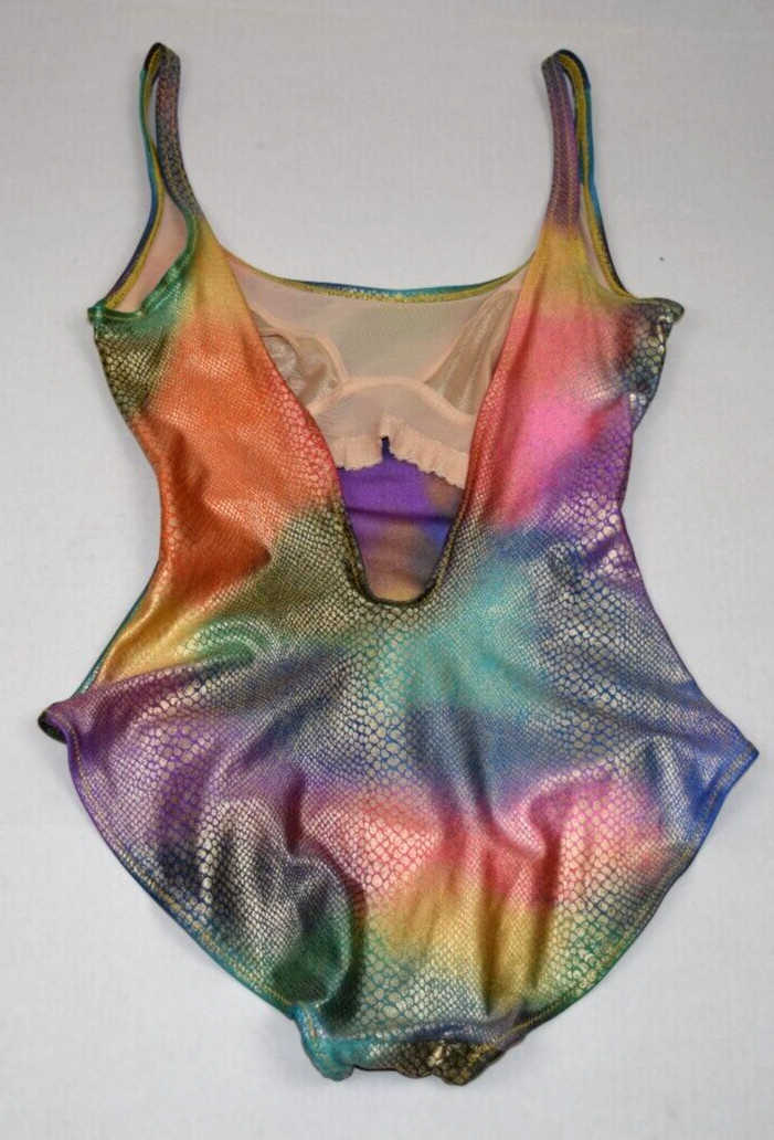 Vintage Swimsuit Gottex Size XS/S 80s Rainbow Snake Skin Print One Piece