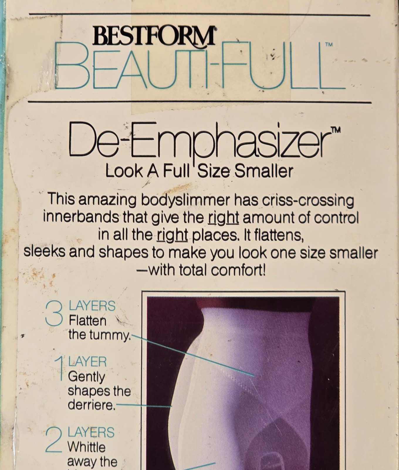 Vintage Dupont Bestform Beautifull De-Emphasizer Bodyshaper for Slimming-Size XL
