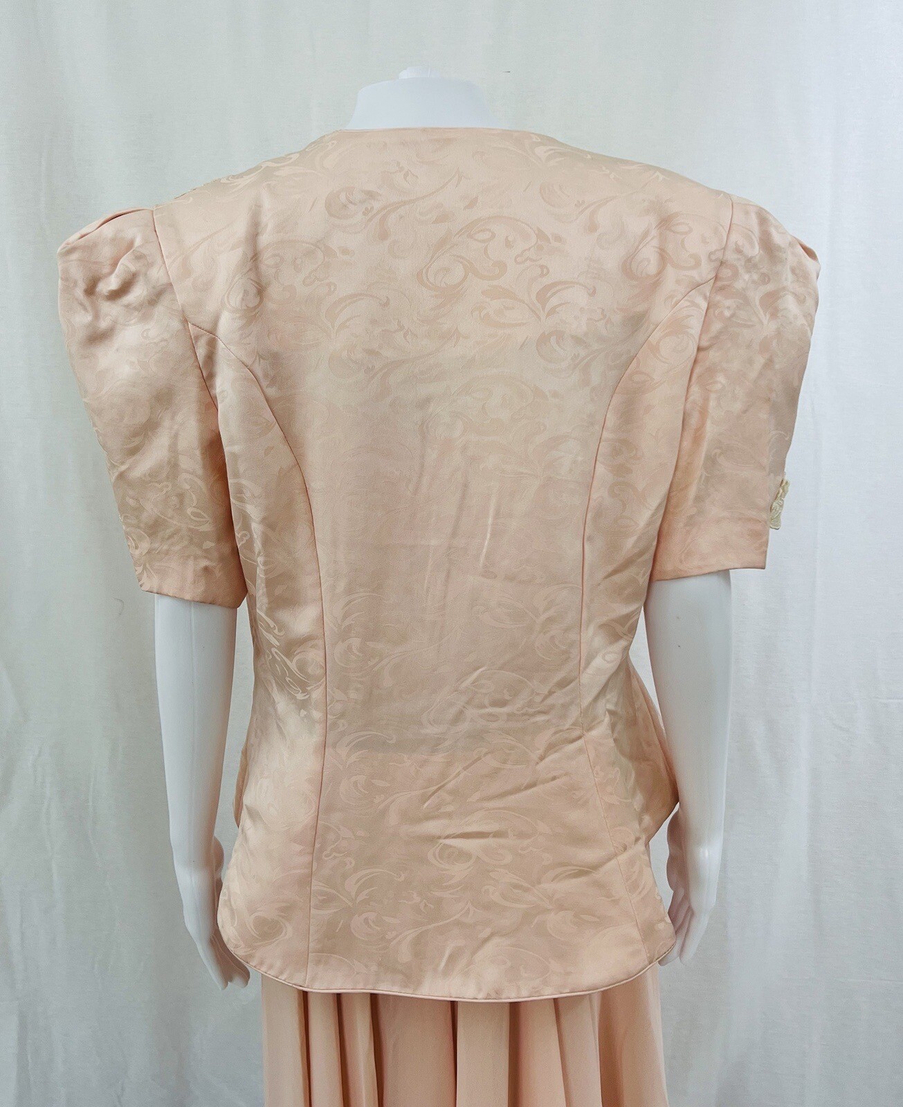 In the Mood Vintage Pink Peach dress And Jacket With White Lace Sz. 16