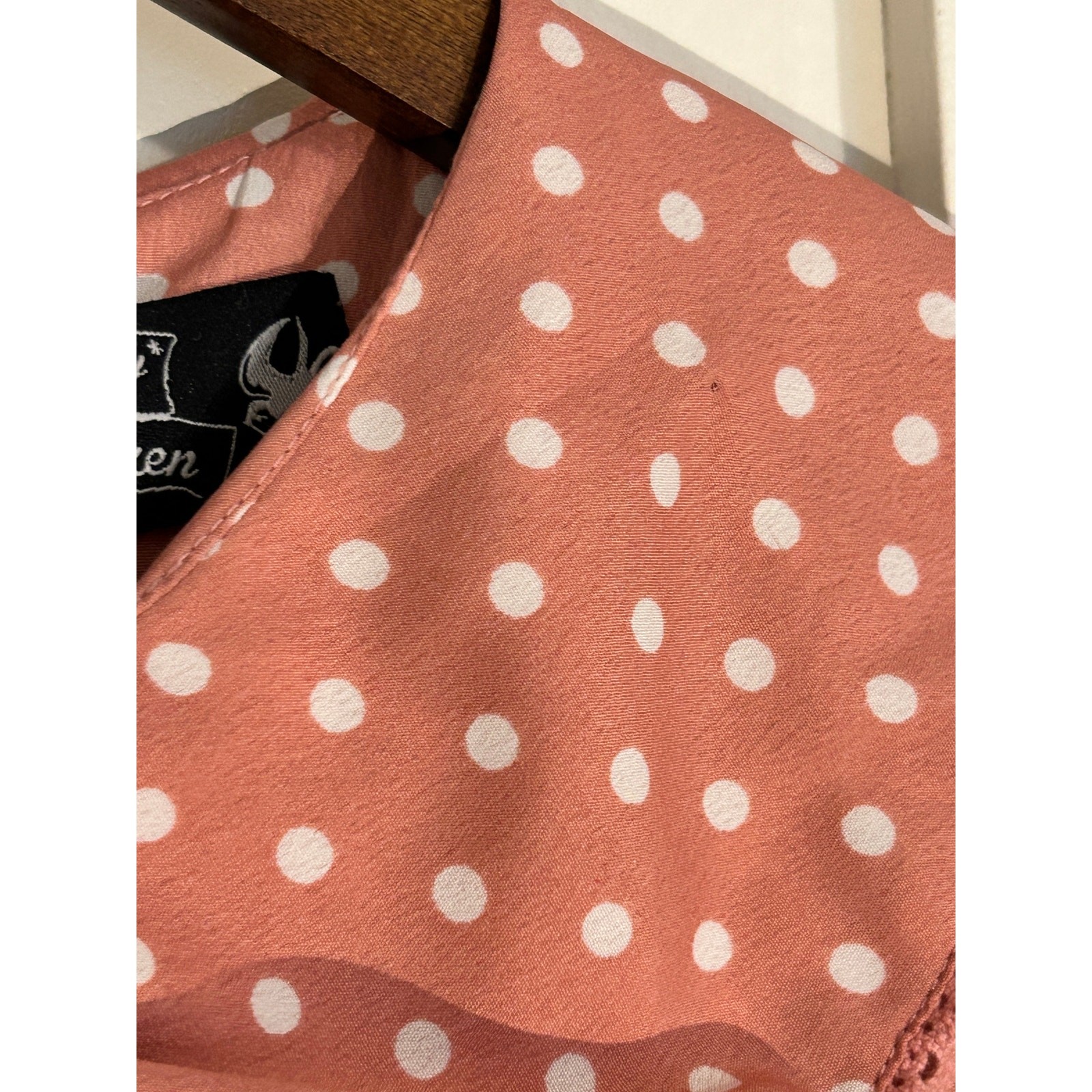 Hell Bunny Vixen Pink Polka Dot 1940s Retro Midi Dress Size Medium