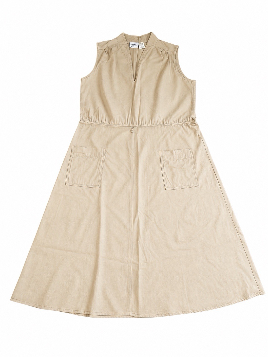 Vintage 80s Murray Meisner Khaki Utility Midi Dress USA Made Safari Cottagecore